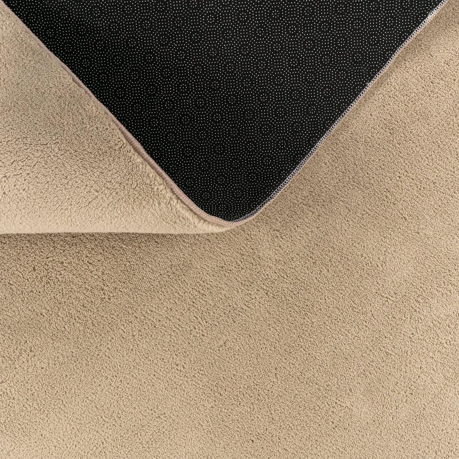Detalle 2 de TT Home Wohnzimmer-Teppich Kurzflor mit Anti-Rutsch-Rückseite, Dunkelbeige, 200 cm rund