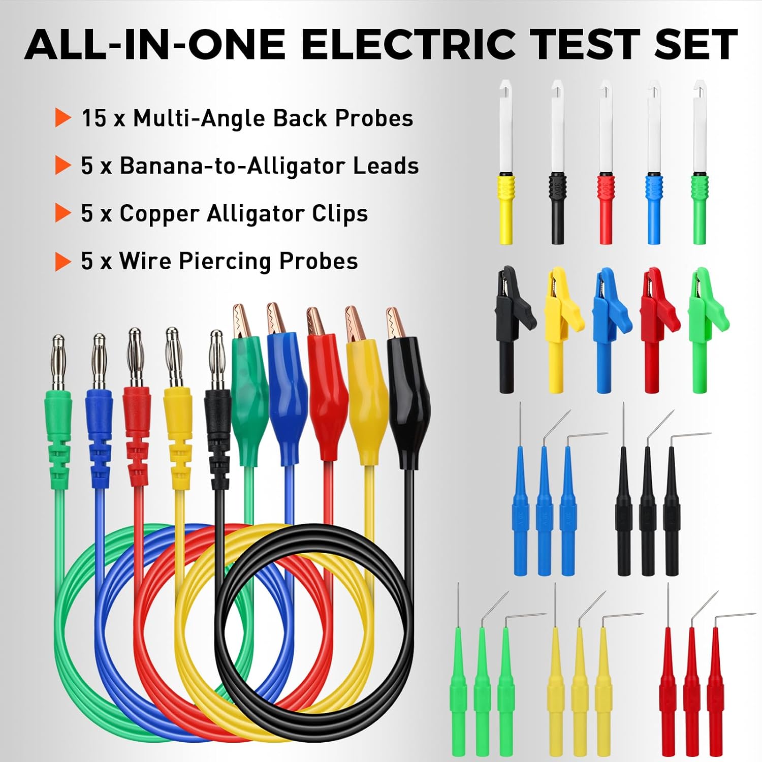 Thumbnail 6 de HORUSDY 86845 30-Piece Back Probe Kit with Multimeter Leads and Piercing Probes