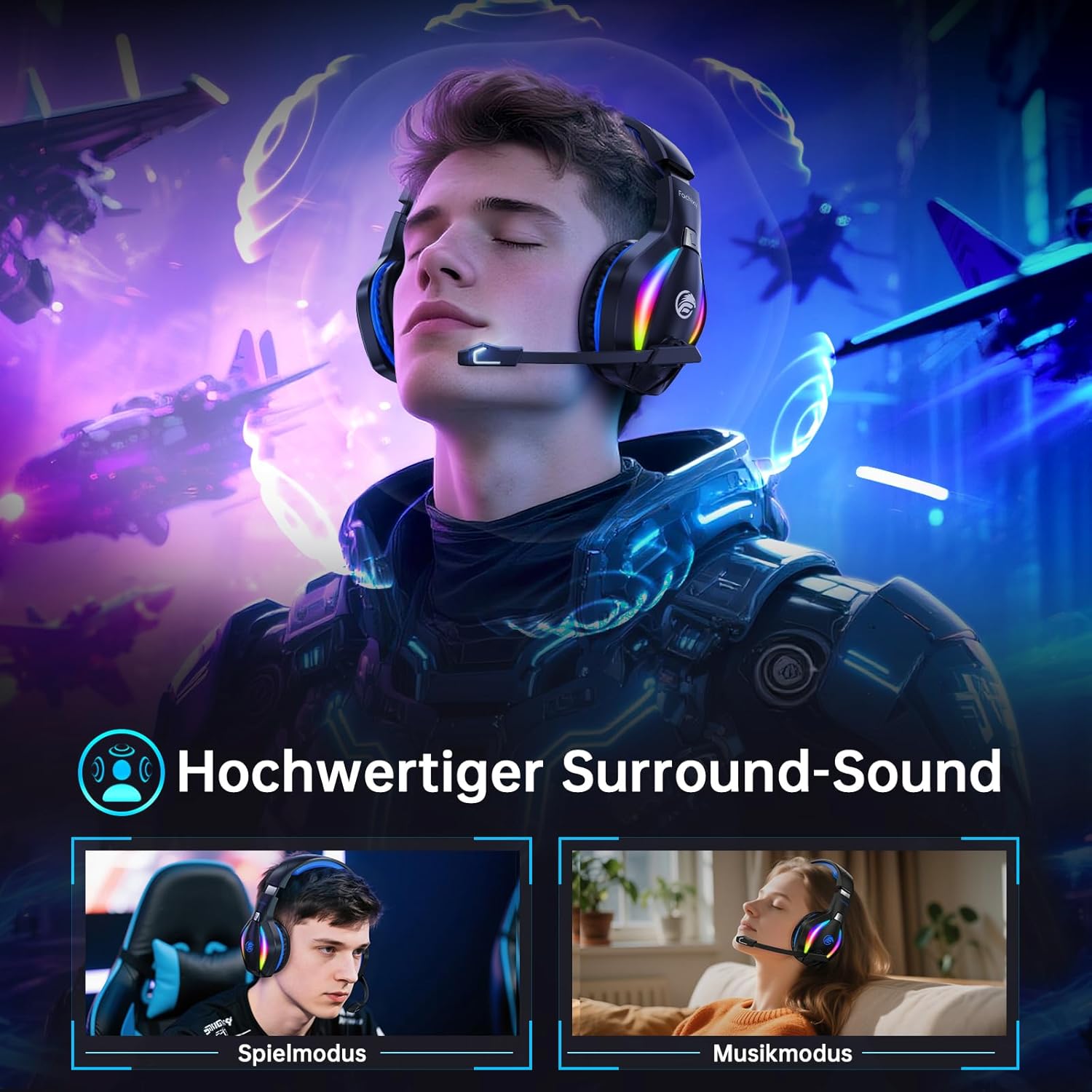 Thumbnail 5 de Fachixy FC100 Wireless Gaming Headset – 50 Std. Akku