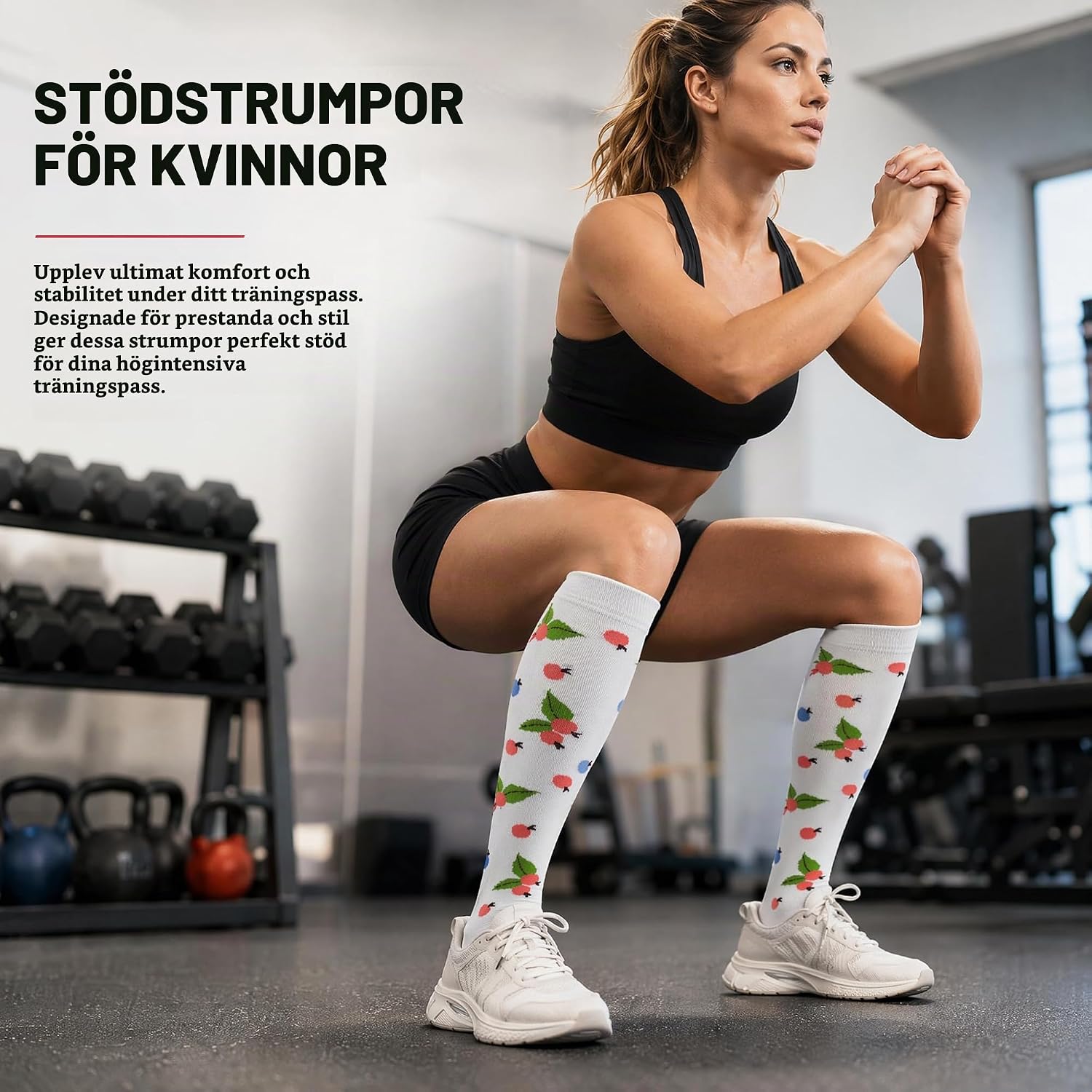 Detalle 2 de BISOUSOX kompressionsstrumpor 15–20 mmHg, 3 par för sport och resa