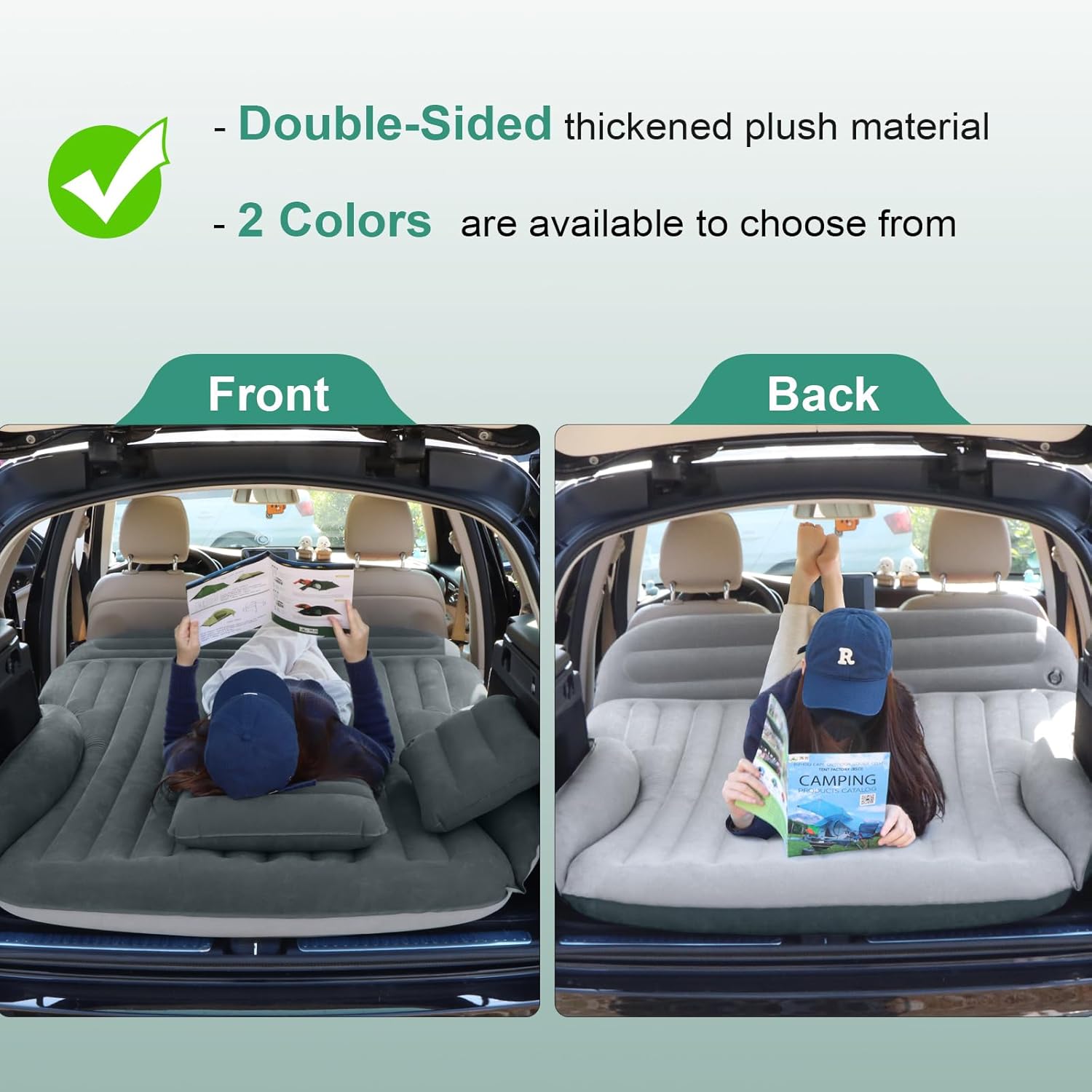 Thumbnail 1 de Ciremiv Car Bed with Double-Sided Thick Flocked: Premium Car Inflatable Mattress with Pump and Built-in Pillow