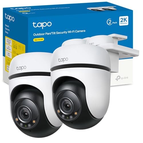 Tapo C510W (2-Pack) Cámaras Wi‑Fi exteriores 2K/3MP con visión nocturna, IA y giro 360°