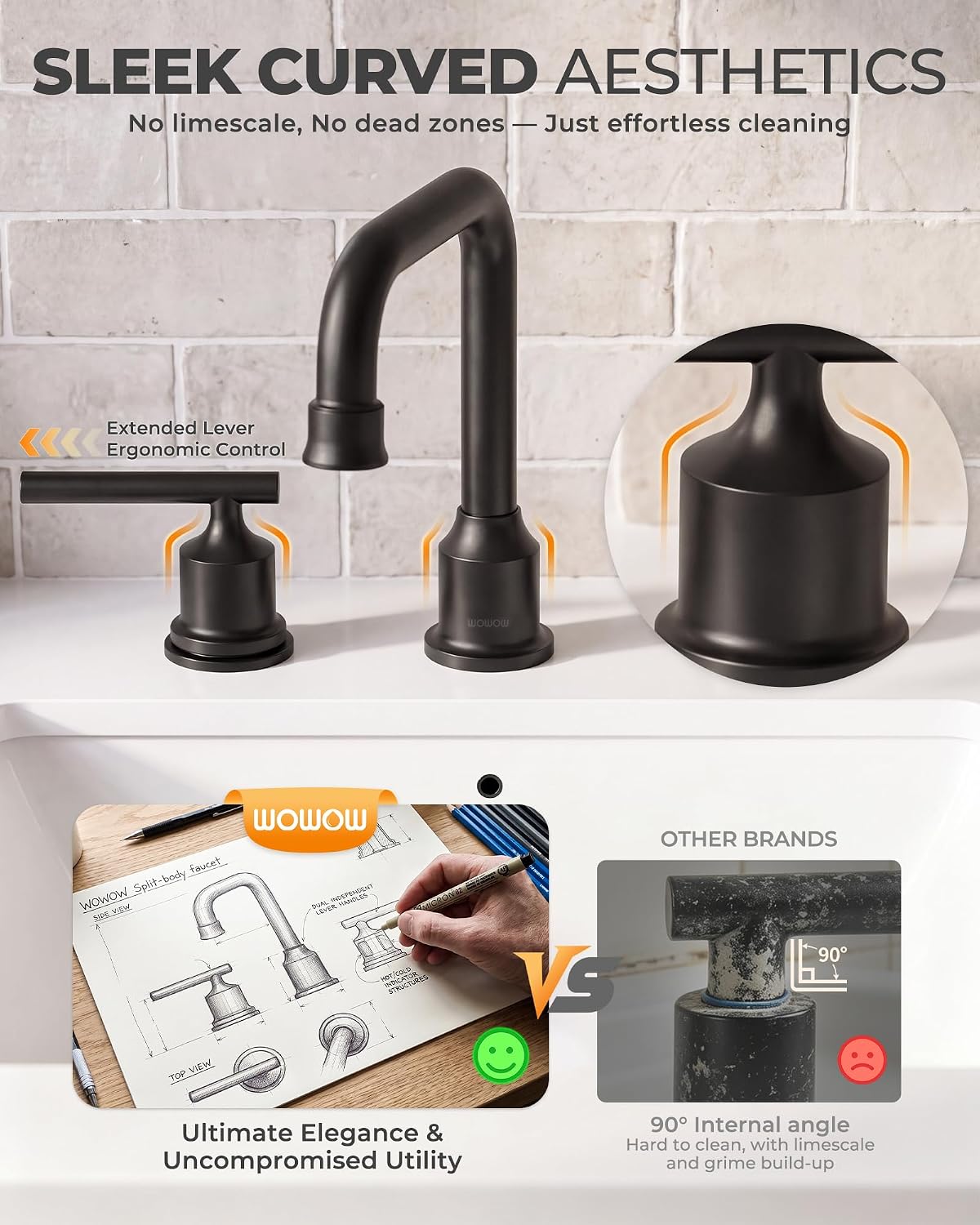 Detalle de WOWOW 8-Inch Widespread Bathroom Faucet
