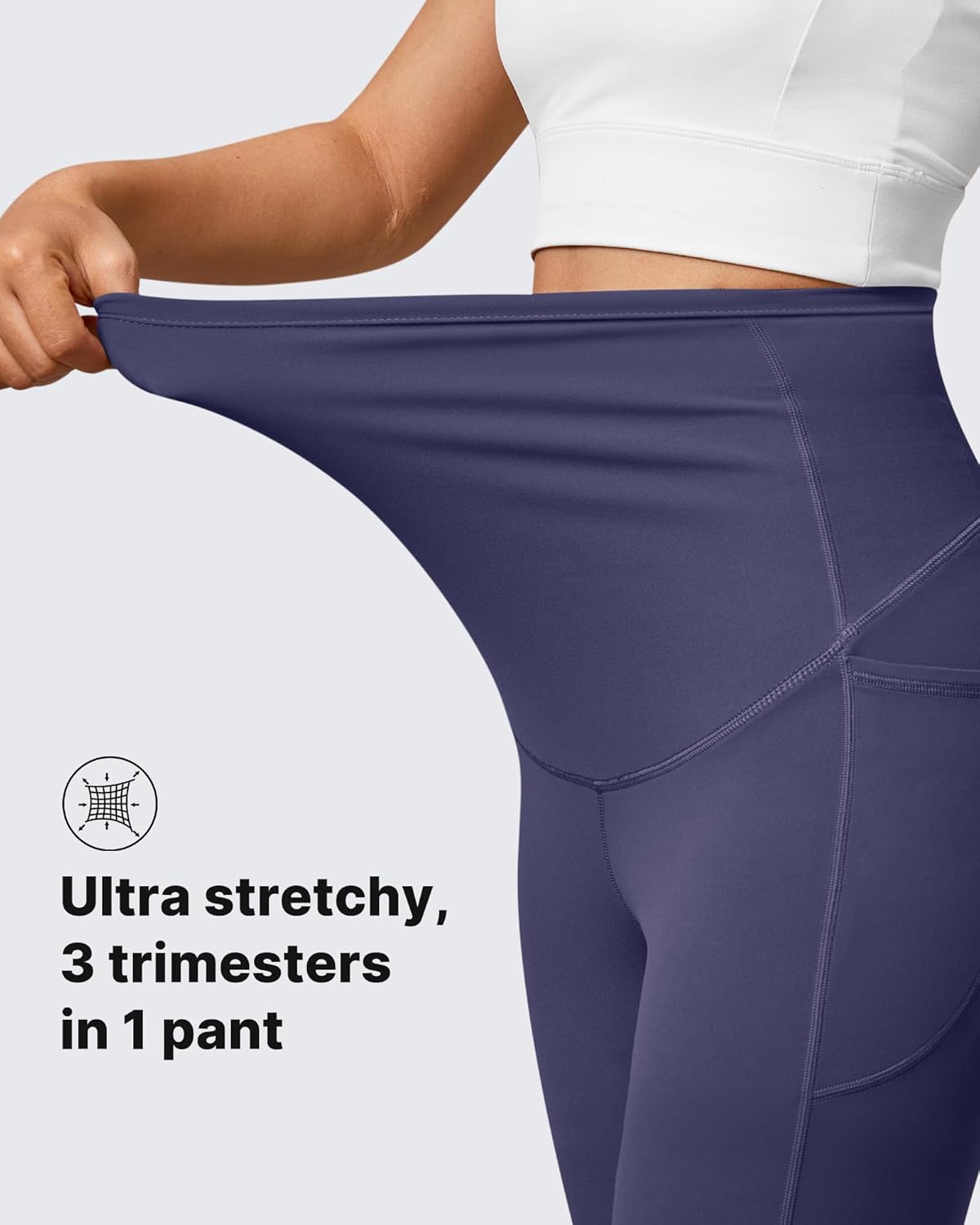 Detalle de G4Free BareFeel Maternity Trousers: Over Bump Flare Leggings with Pockets