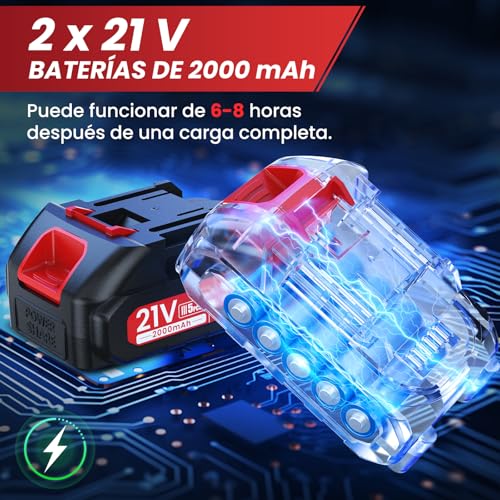 Thumbnail 3 de Tijeras de Podar Eléctricas, 40mm Tijeras de Podar Bateria Hoja SK7, Potentes 800W Motor Sin Escobillas, 2 Baterías 2000mAh 21V, 6-8H de Autonomía, Ligera y Mano Única, para Árboles Frutales,Viñas