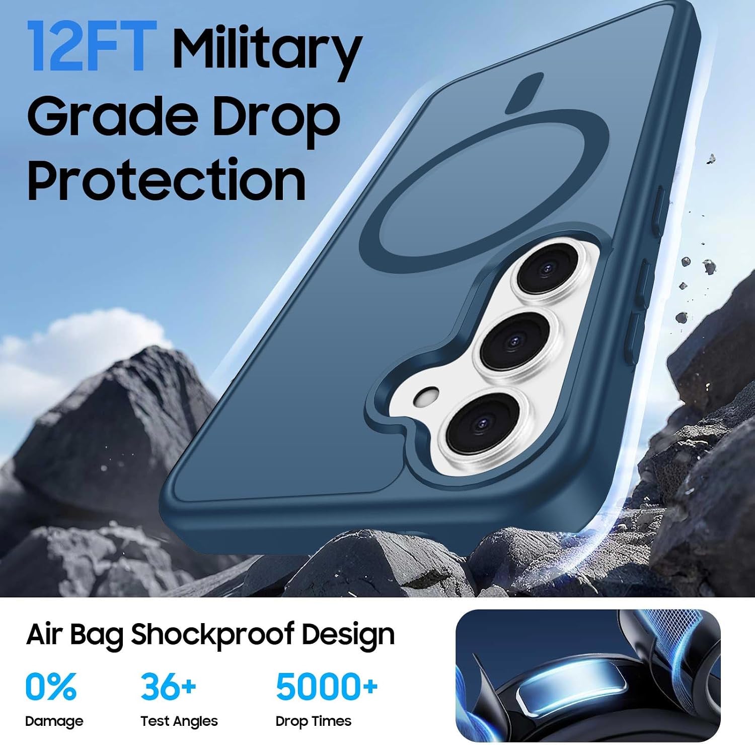 Thumbnail 6 de Ntwinro Magnetic Case for Galaxy S25 Plus / S24 Plus with Detachable Card Holder, Slim Shockproof Wallet Case (Deep Blue)