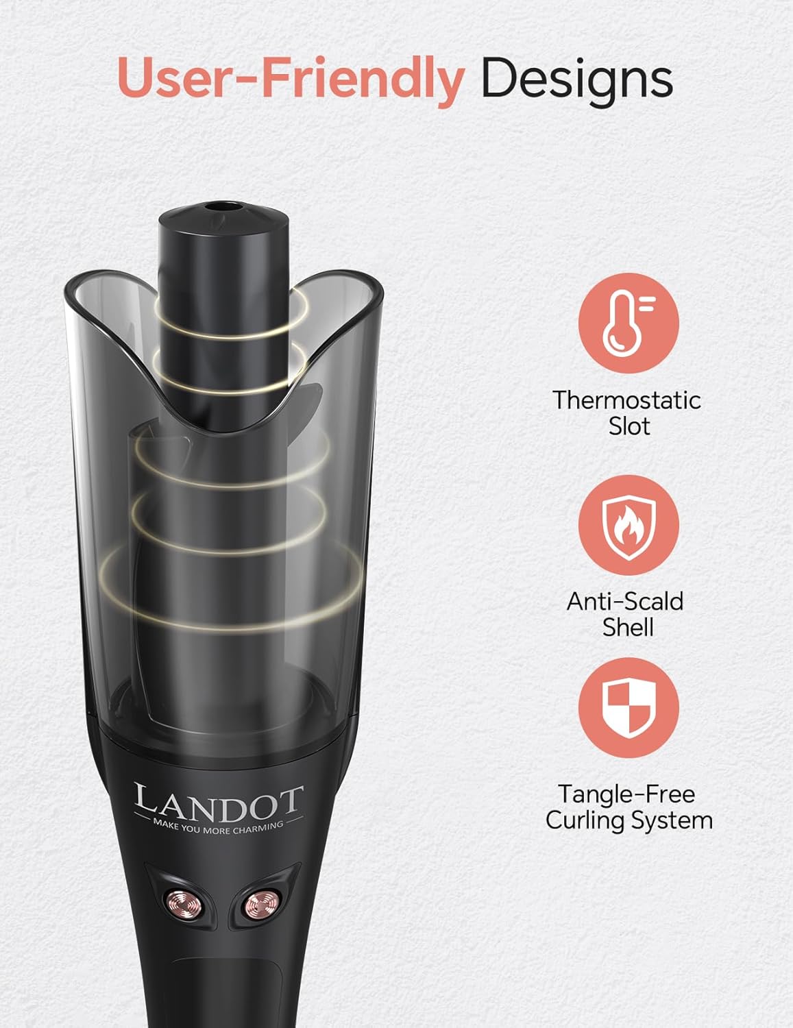 Detalle 1 de LANDOT Automatic Rotating Hair Curler 8‑setting 🎀