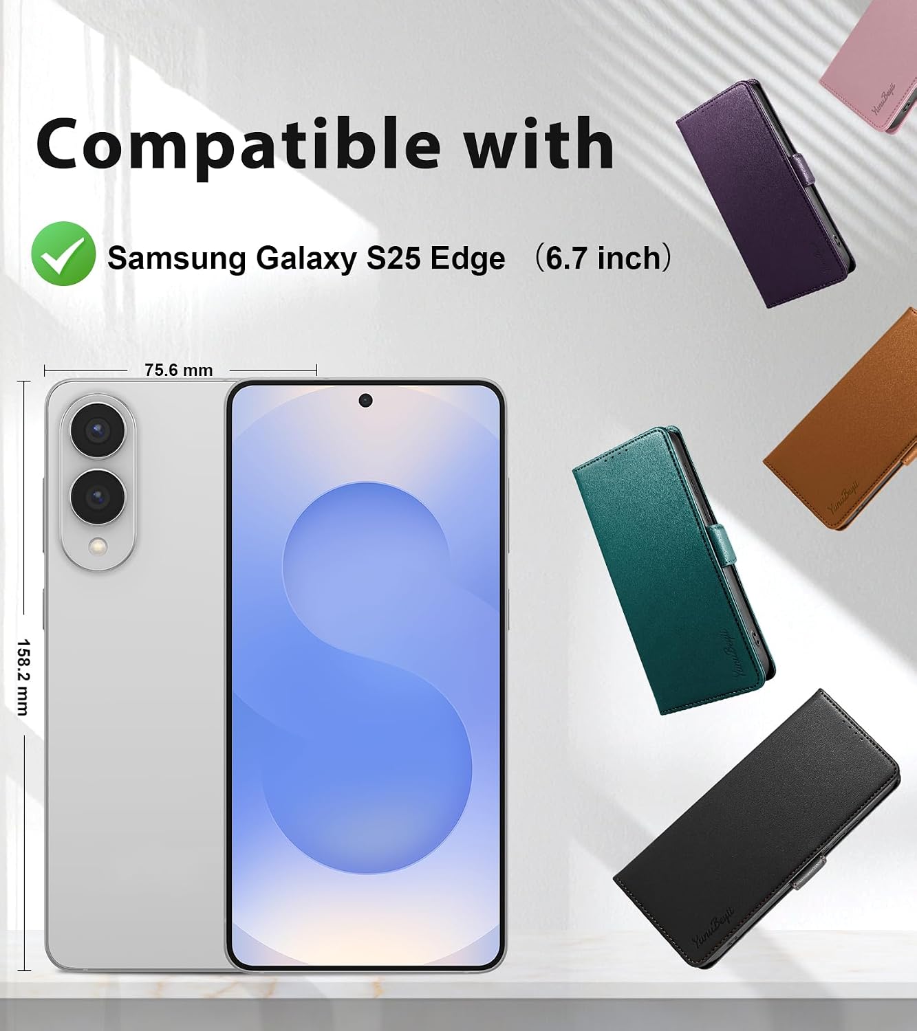 Detalle 2 de Yunubeyii Galaxy S25 Edge Hülle mit RFID-Blocker