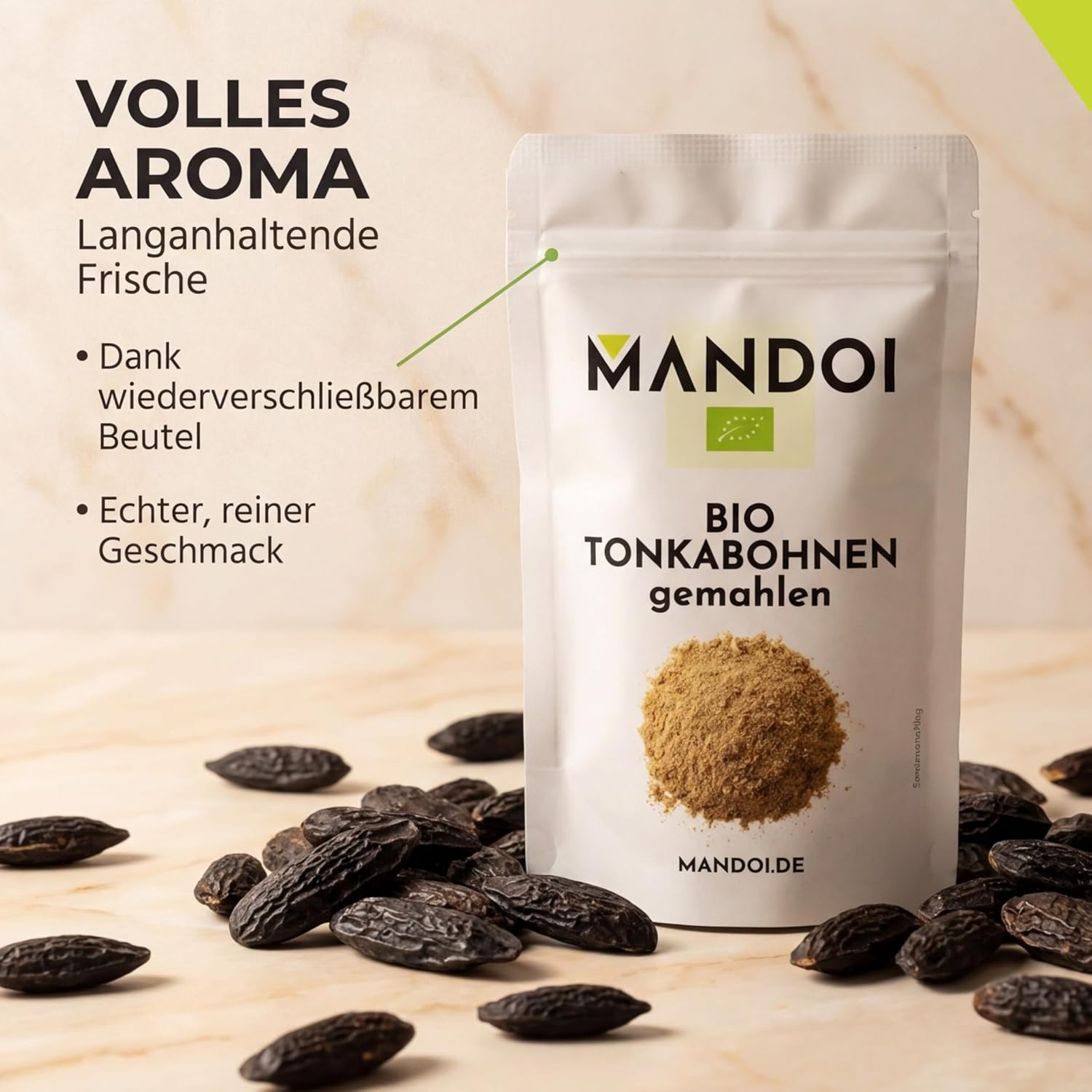 Thumbnail 6 de Mandoi BIO Tonkabohne gemahlen 25 g – feinstes Pulver aus Brasilien für Backen und Verfeinern