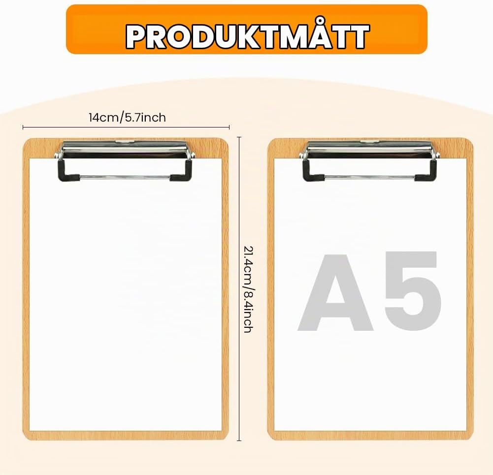 Thumbnail 1 de OFFCUP A träskrivplatta A5, 5-pack med metallklämma och upphängningsring