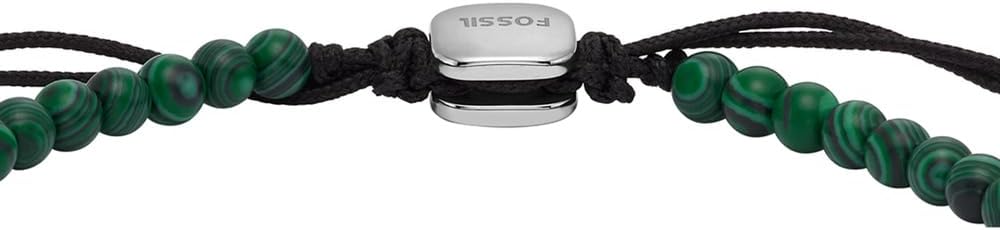 Detalle de Fossil Herren-Edelstahl-Perlenarmband mit Schieberverschluss – poliert, 250 mm
