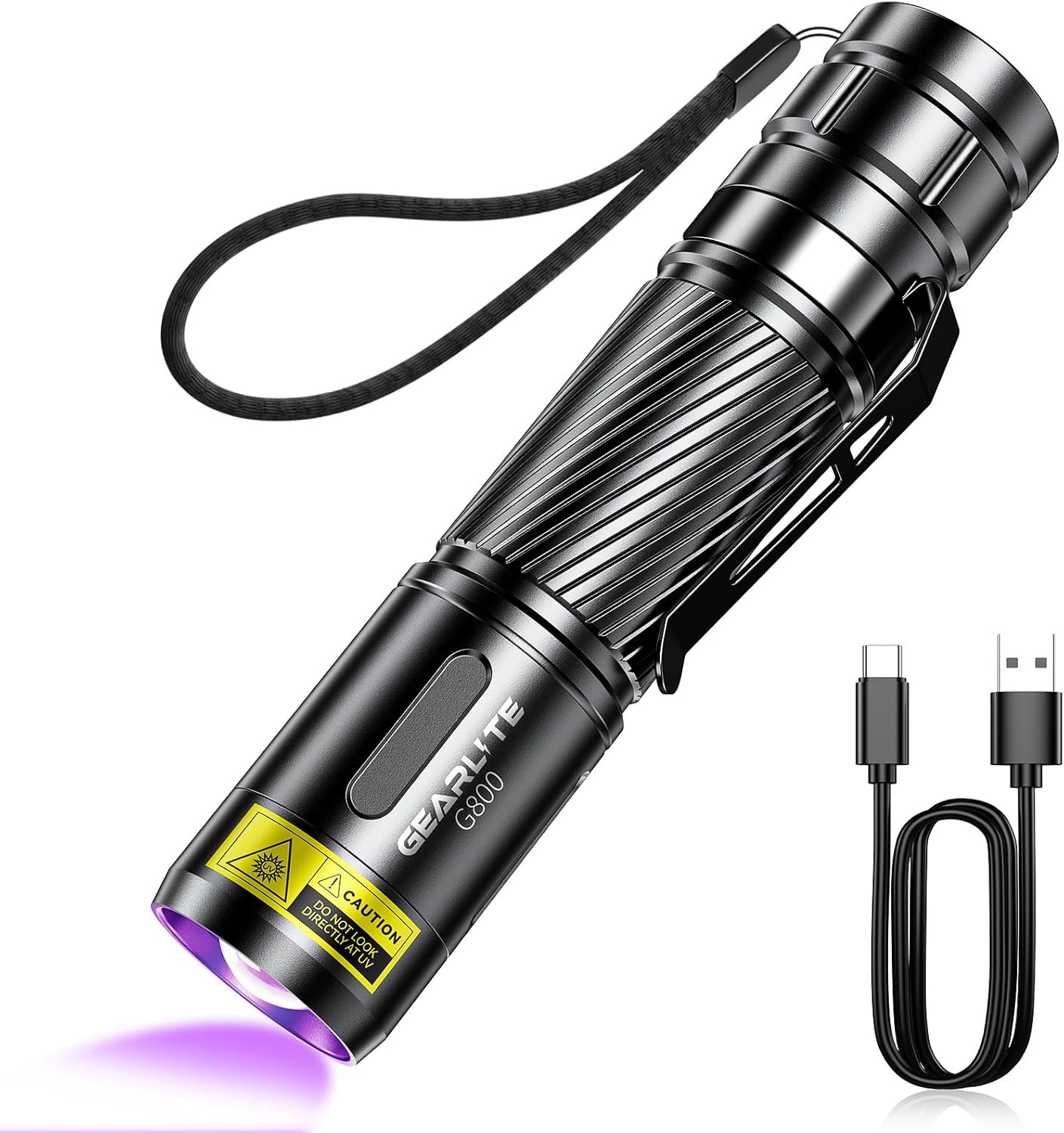Detalle de GEARLITE Wiederaufladbar LED UV 395nm Taschenlampe