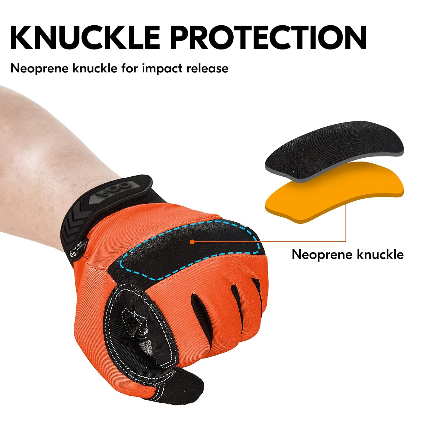 Thumbnail 4 de Vgo… Guanti da lavoro uomo in pelle touchscreen con silicone antiscivolo (Taglia XL, arancione) – 1 paio