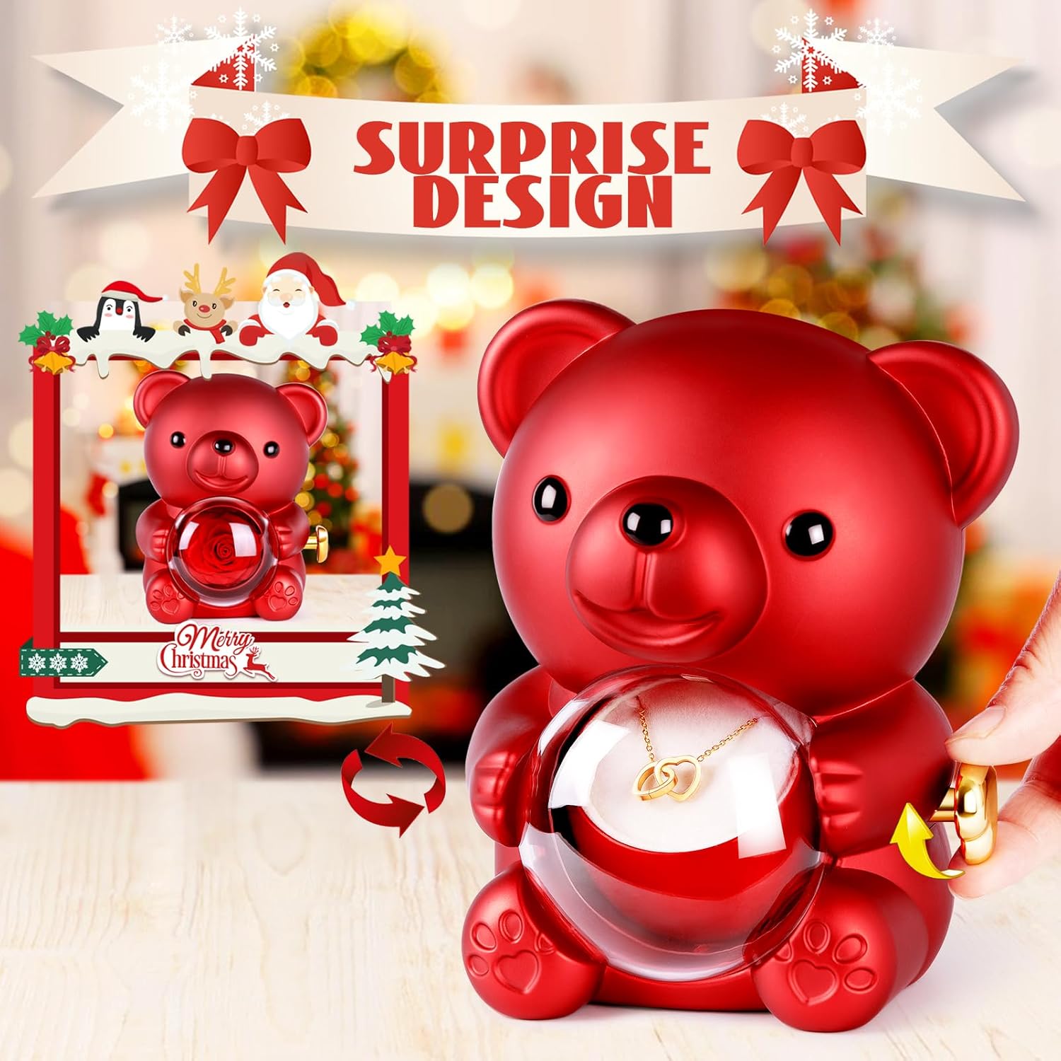 Thumbnail 1 de goldmiky Ours Rose Éternelle Coffret cadeau 🌹