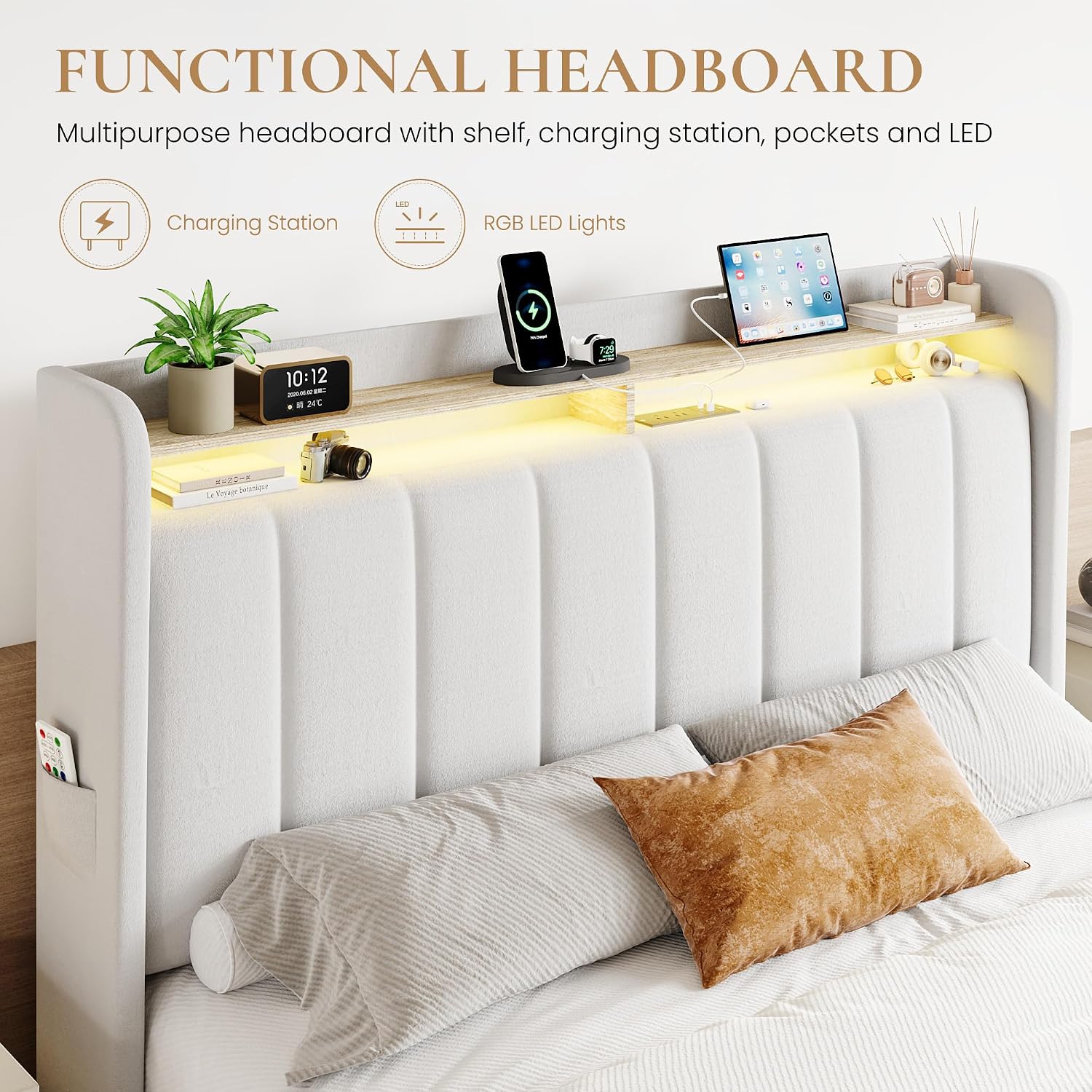 Detalle de SHA CERLIN Queen Bed Frame, Velvet