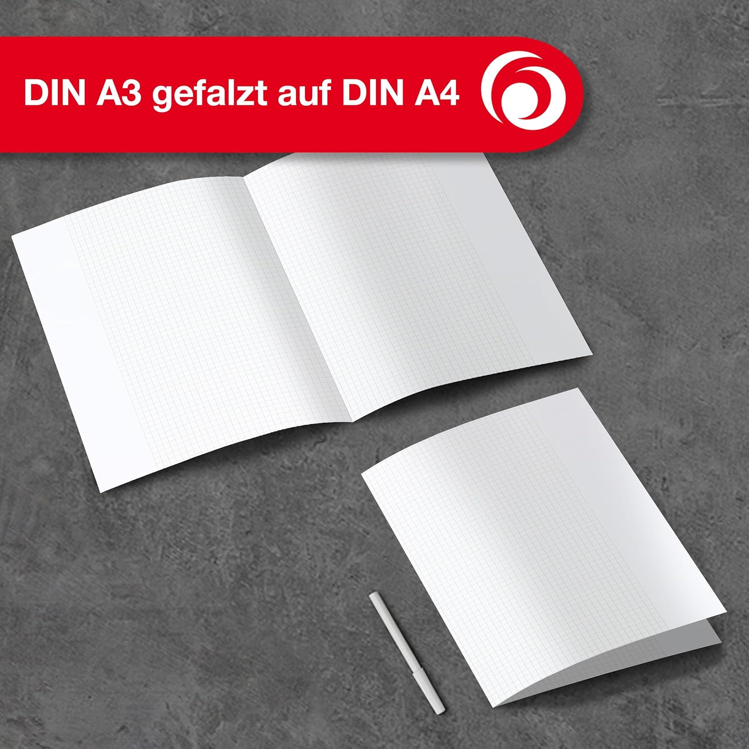 Thumbnail 3 de Landré Kanzlei-Papier A3 auf A4 gefalzt, kariert mit Rand rechts, 80 g/m² (250 Bogen)