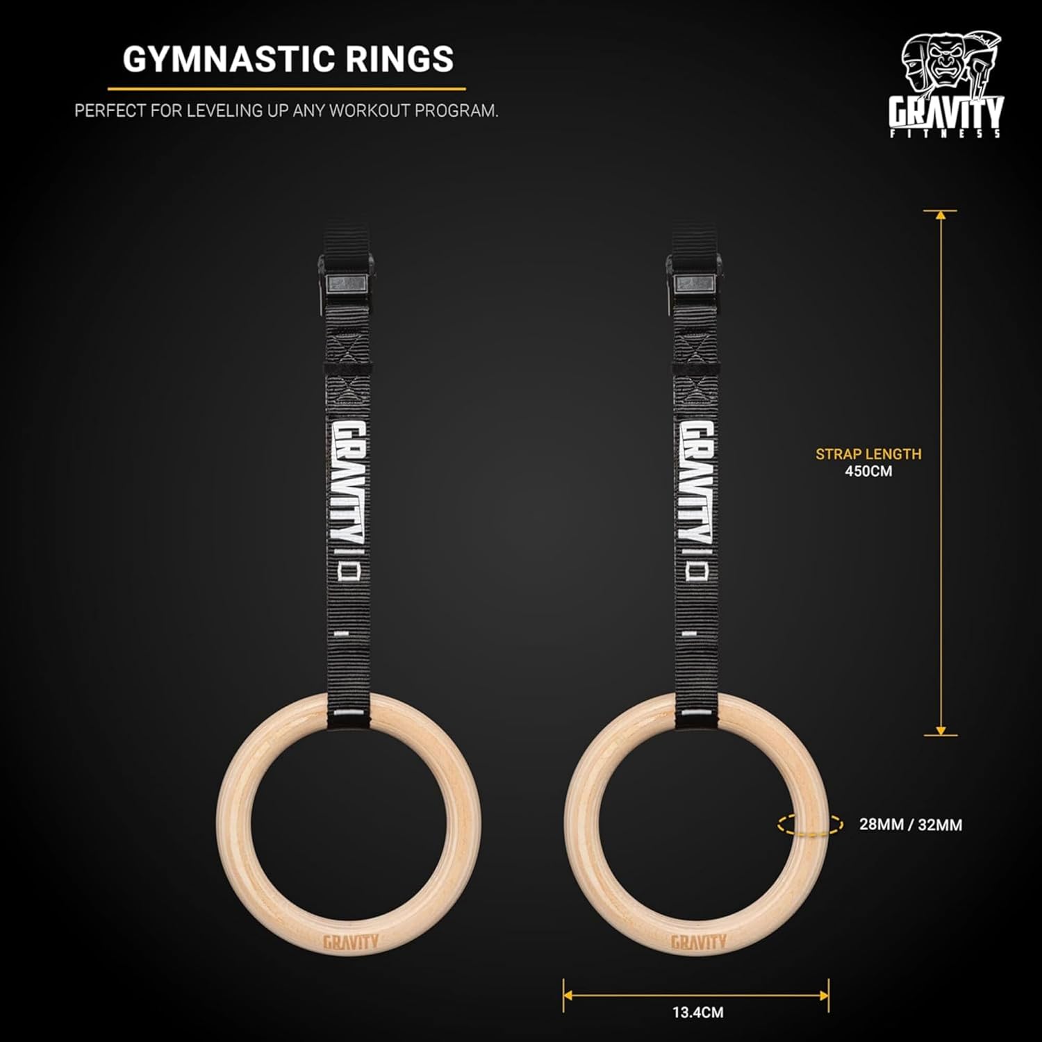 Thumbnail 2 de Gravity Fitness wooden gymnastic rings 350 kg