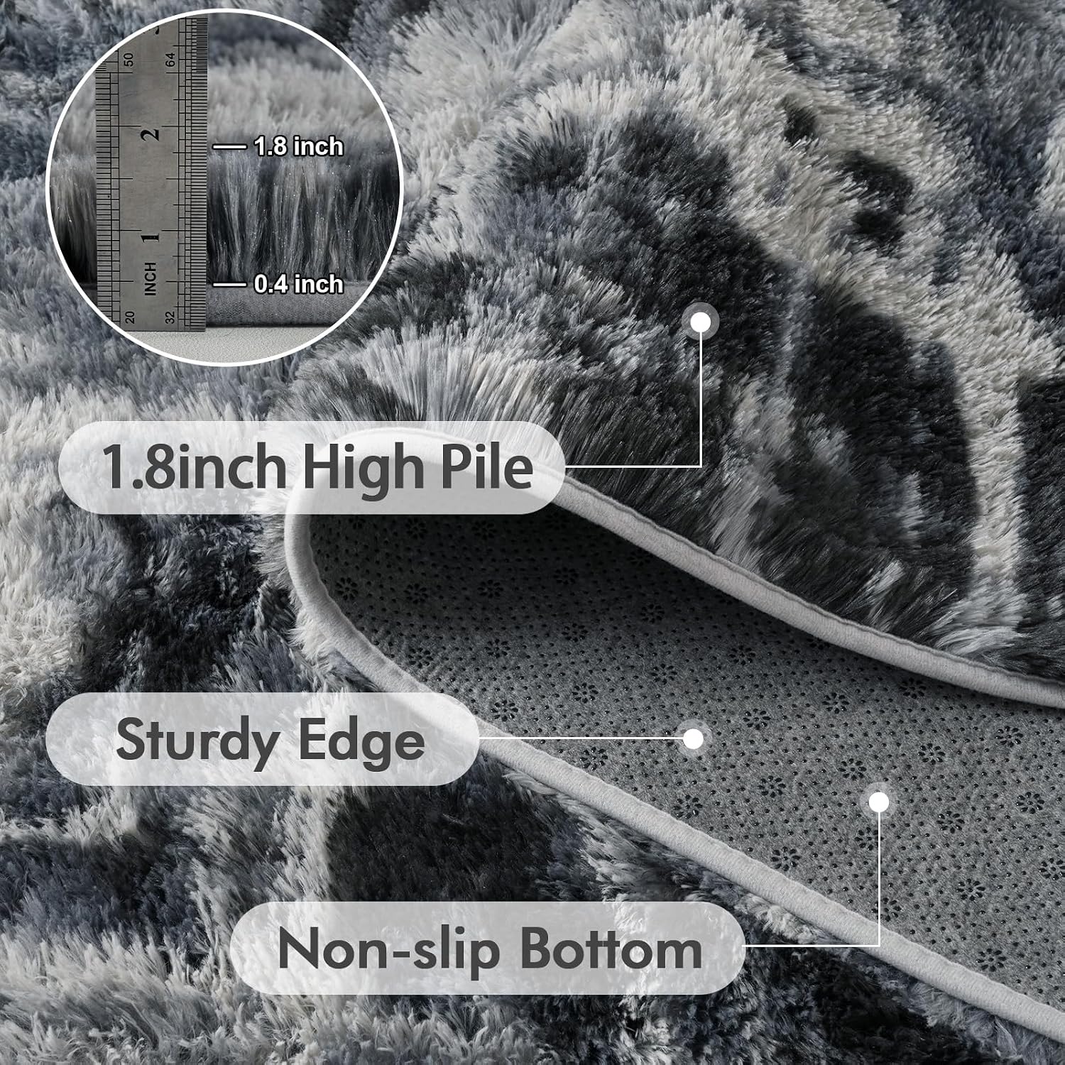 Thumbnail 3 de 9x12 Ft Extra Large Shag Rug (Blue) for Living Room & Bedroom, Ultra-Soft Fluffy Area Rug for Kids Decor