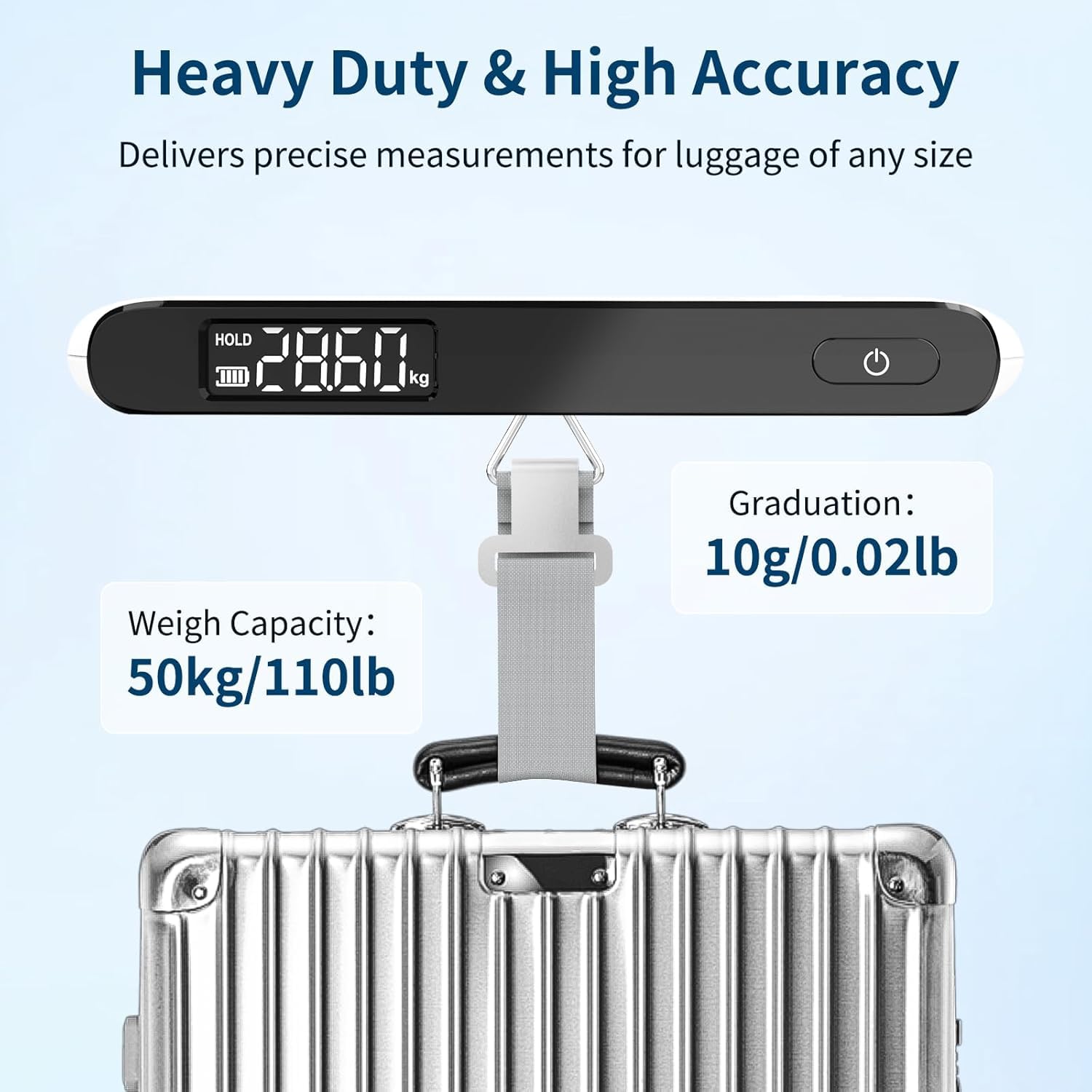 Thumbnail 3 de Ultrean Handgepäckwaage 50 kg – Digitale Kofferwaage mit Haken und Gummibeschichtung