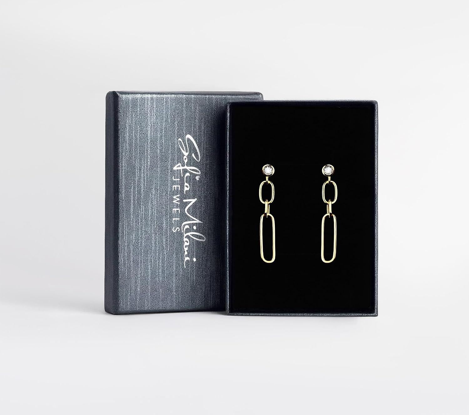 Detalle de SOFIA MILANI: Boucles d'Oreilles pendantes en Argent 925 avec Zircon – motif chaîne