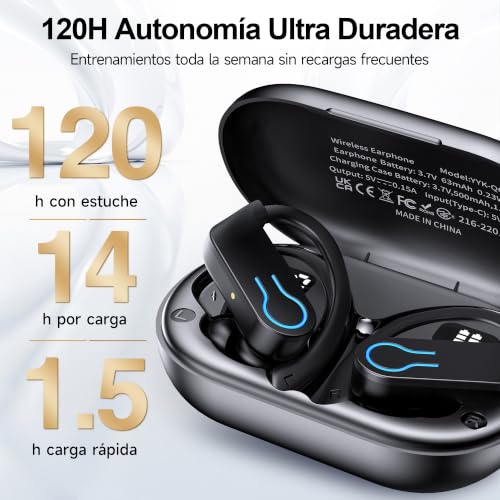 Thumbnail 6 de Auriculares Inalámbricos Bluetooth Deportivos VNMN con Gancho, IPX7 y 120H de autonomía