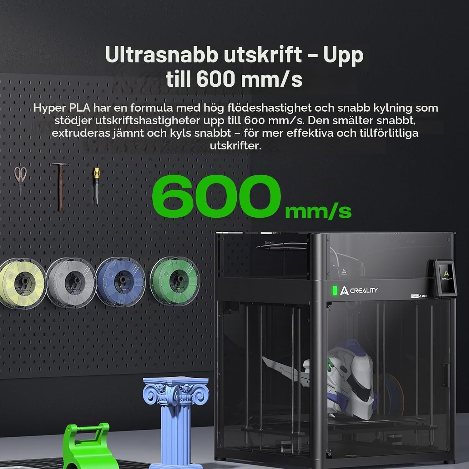 Detalle de Creality 3301010592 Hyper PLA-filament, 1,75 mm, RFID och upp till 600 mm/s