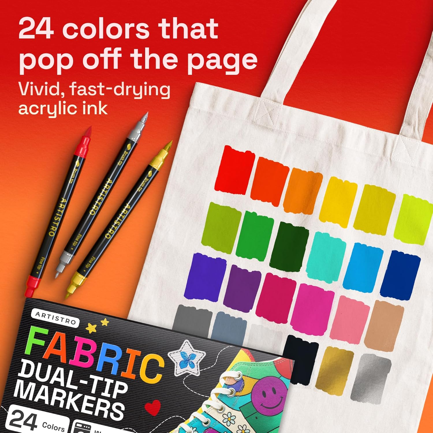Detalle de ARTISTRO 24 Dual-Tip Fabric Markers for Clothes
