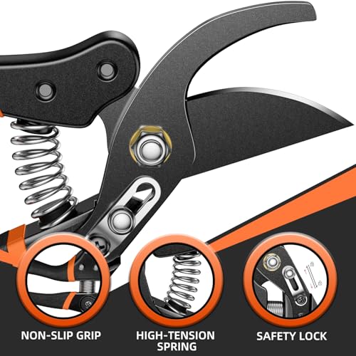Detalle de DECERK 8.5" Professional Pruning Shears — Japanese Steel, Titanium Blade, Arthritis-Friendly Roots to Result