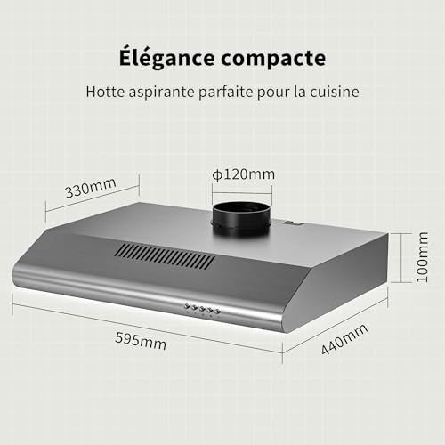 Detalle de FIREGAS A+ Hotte Aspirante 60 cm Sans Évacuation – Argent, moteur brushless