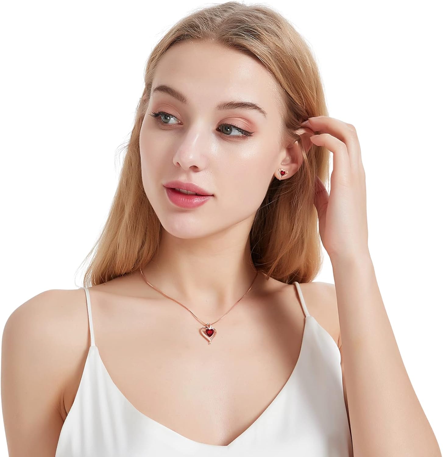 Thumbnail 3 de LAVUMO Collier cœur femme en argent sterling 925 et laiton doré rose, pendentif d’amour