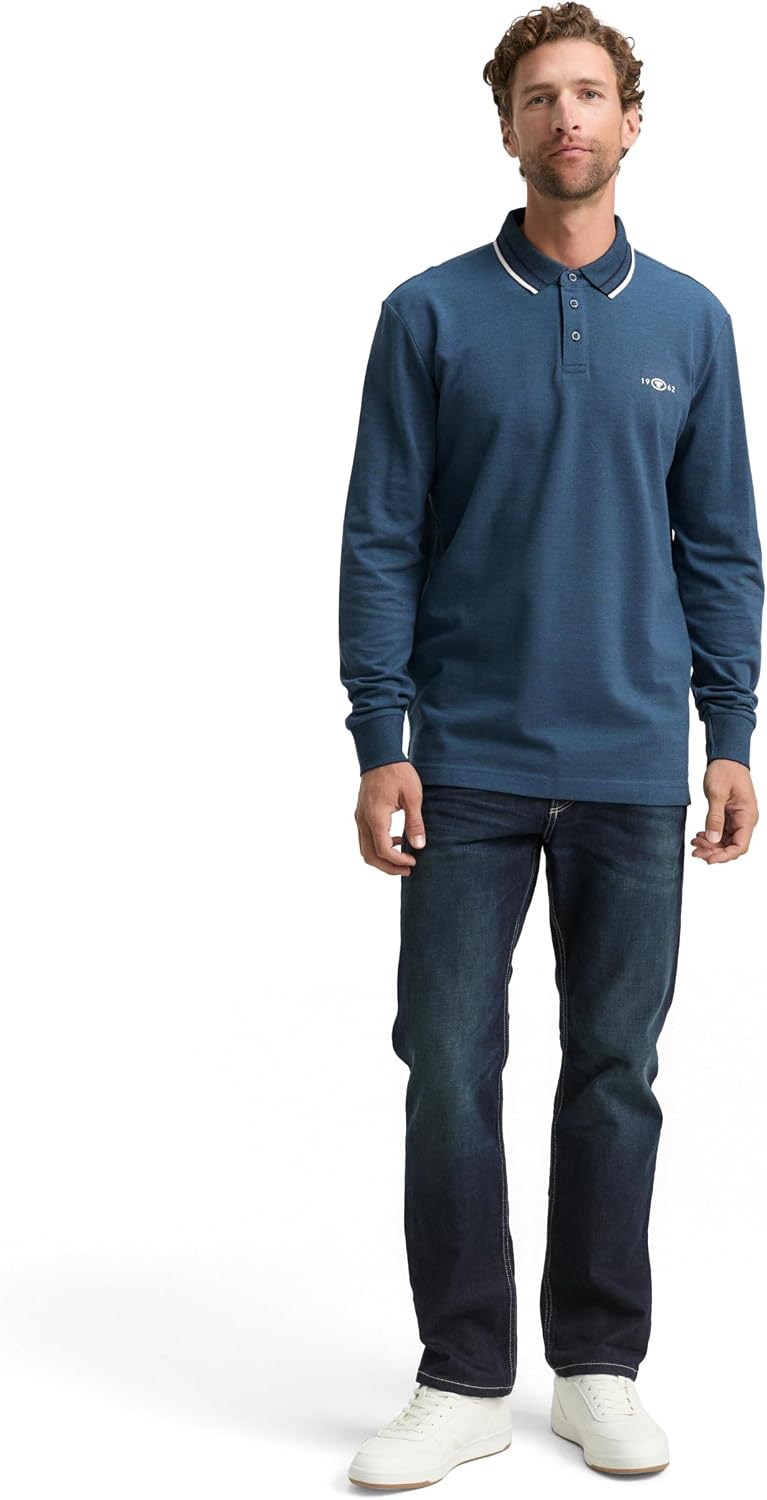 Detalle de TOM TAILOR Polo Homme à manches longues — coupe et confort optimaux