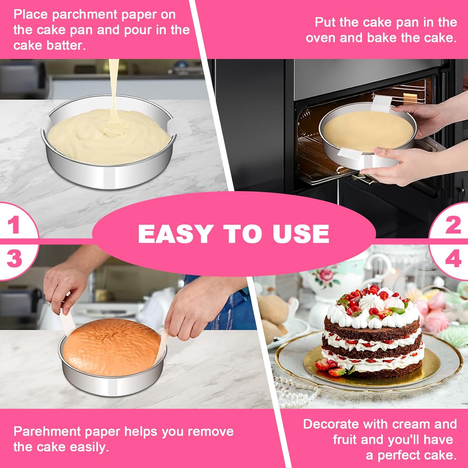 Detalle 2 de 8 Inch Stainless Steel Cake Pans Set of 2 🍰