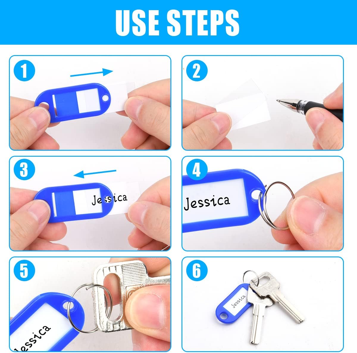 Thumbnail 2 de Vicloon 100 Stück Schlüsselanhänger beschriftbar 📎