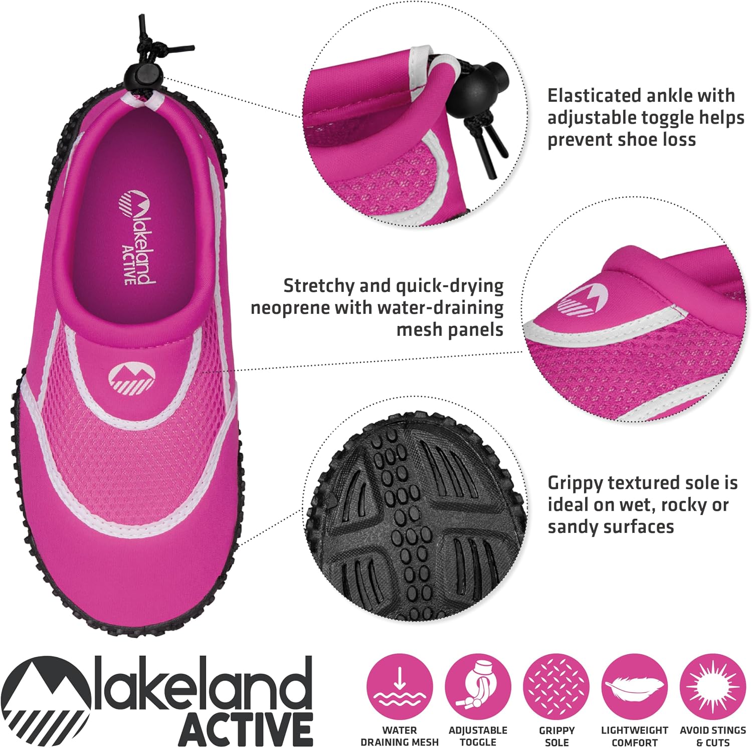 Detalle de Lakeland Active Girl's Eden Aquasport Water Shoes – Pink/White (1 UK)