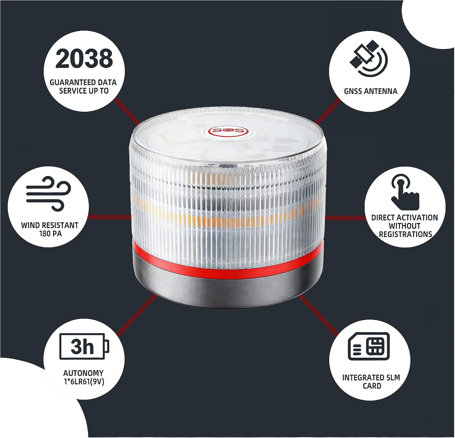 Detalle 2 de Aeyytoe Luz de emergencia para coche con eSIM y geolocalizador