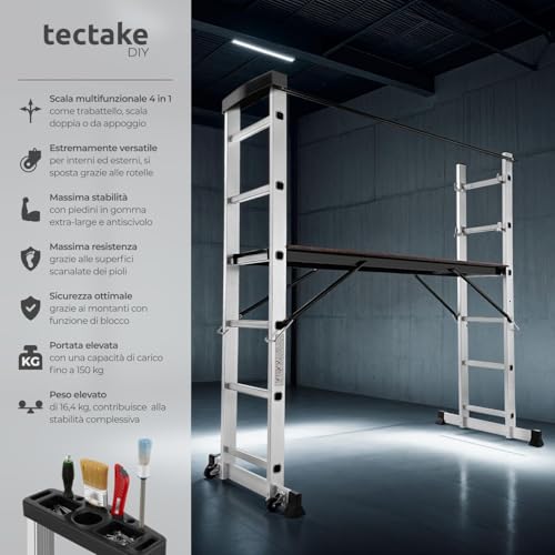 Detalle 2 de tectake scala multifunzione in alluminio
