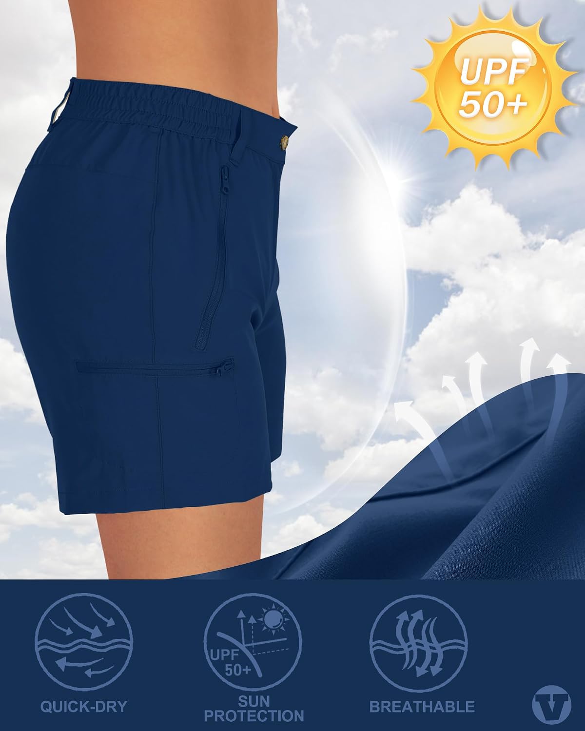 Detalle de Outdoor Ventures Women's Quick Dry Shorts UPF 73+ Lightweight Running Shorts