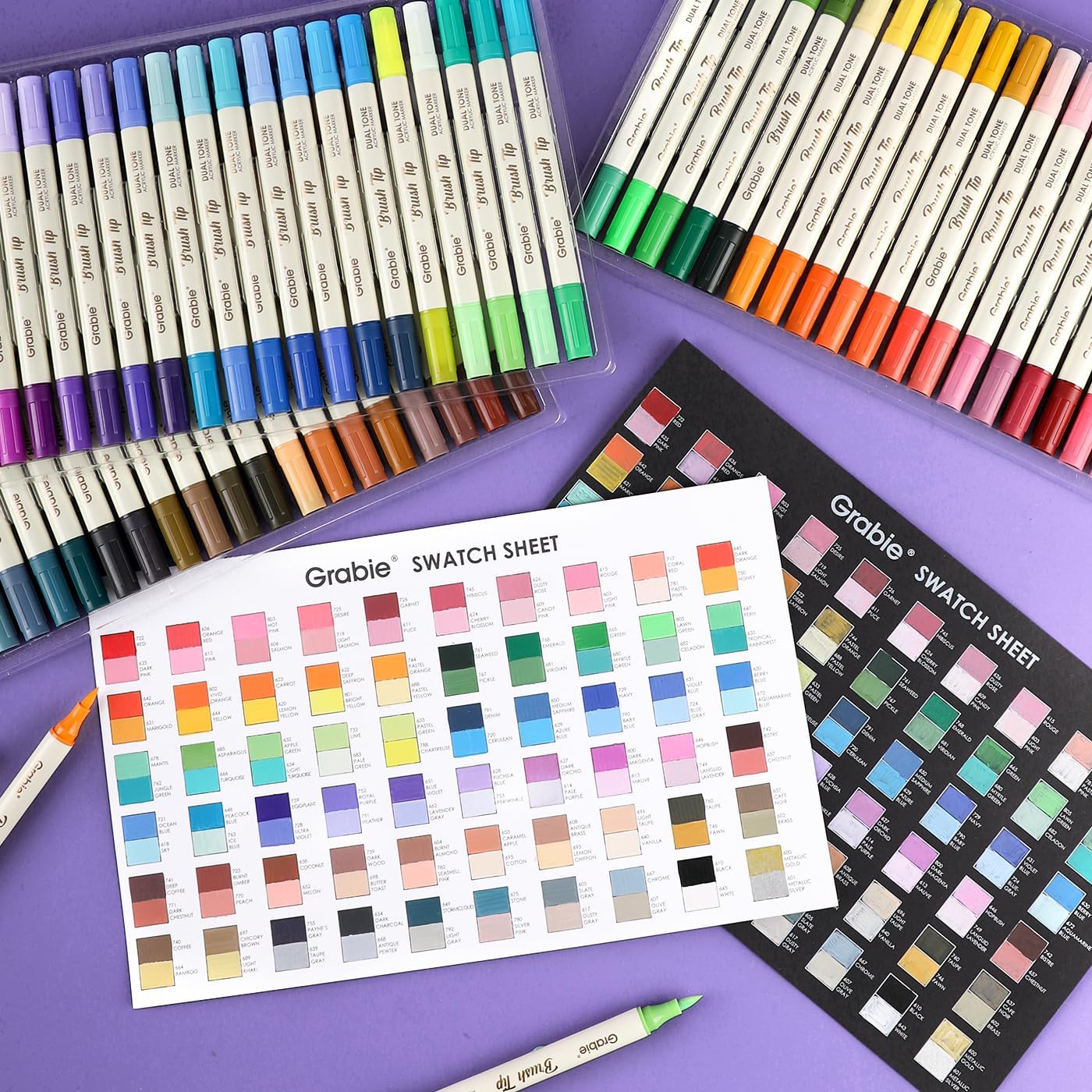 Detalle 2 de Grabie Set pennarelli acrilici a doppia punta, 120 colori — pennarelli per legno, carta e tessuti