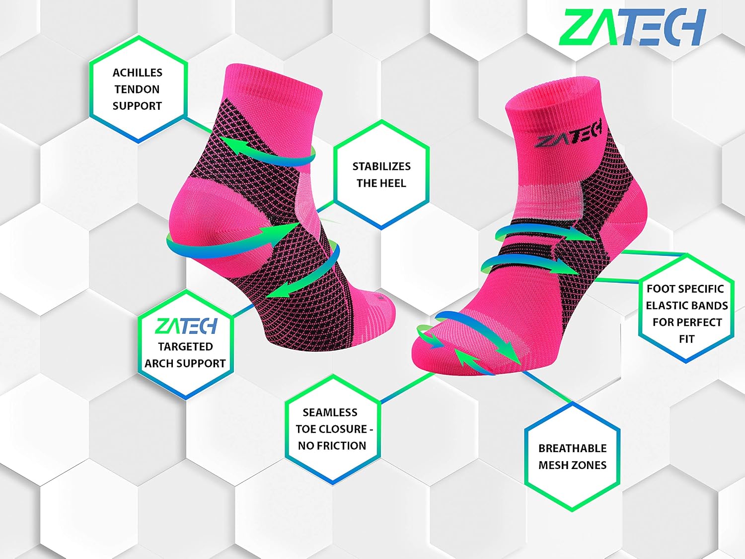 Thumbnail 3 de ZaTech Plantarfasziitis Socken Kompression 1 Paar