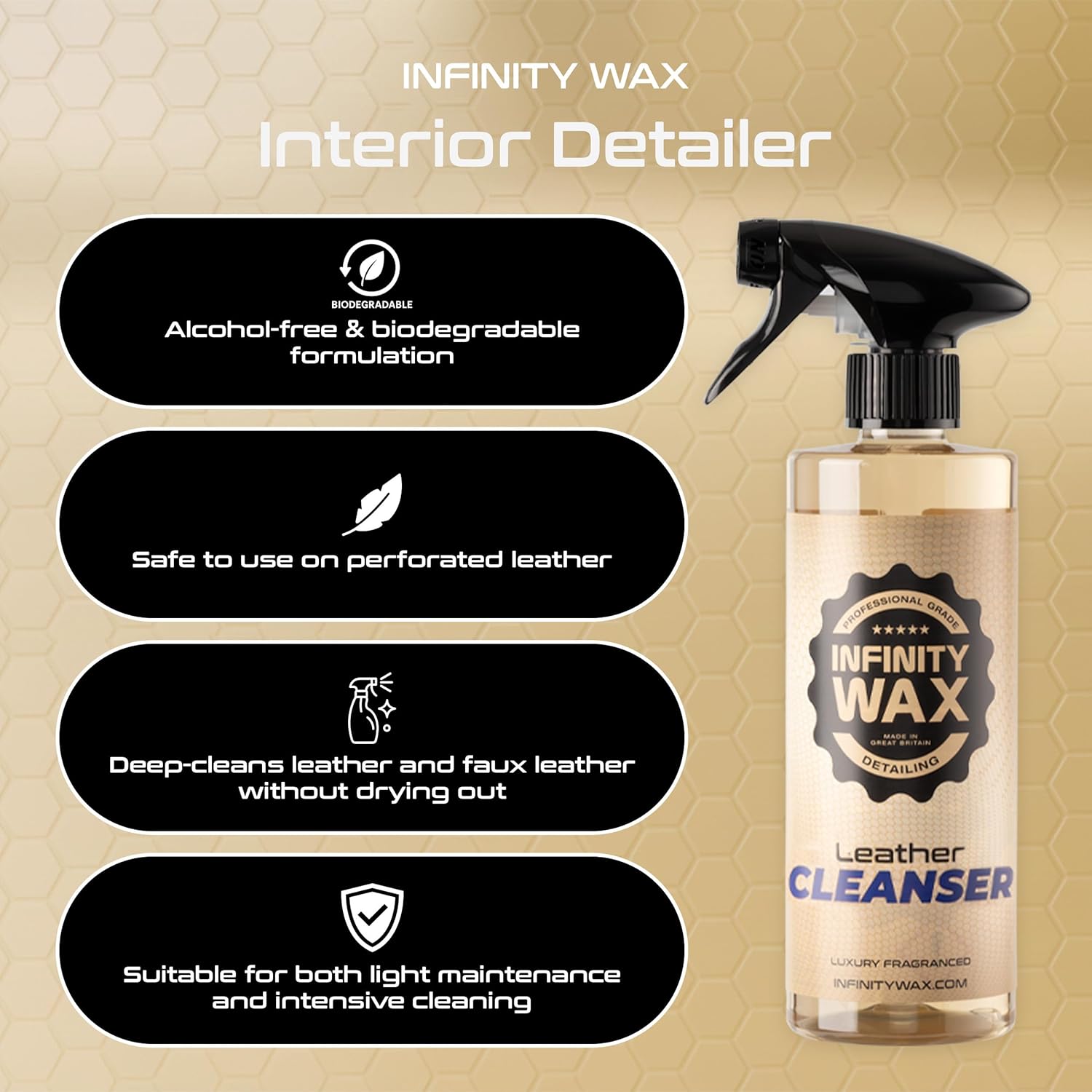 Detalle 2 de Infinity Wax Leather Cleanser 500ml – Premium Leather & Faux Leather Cleaner