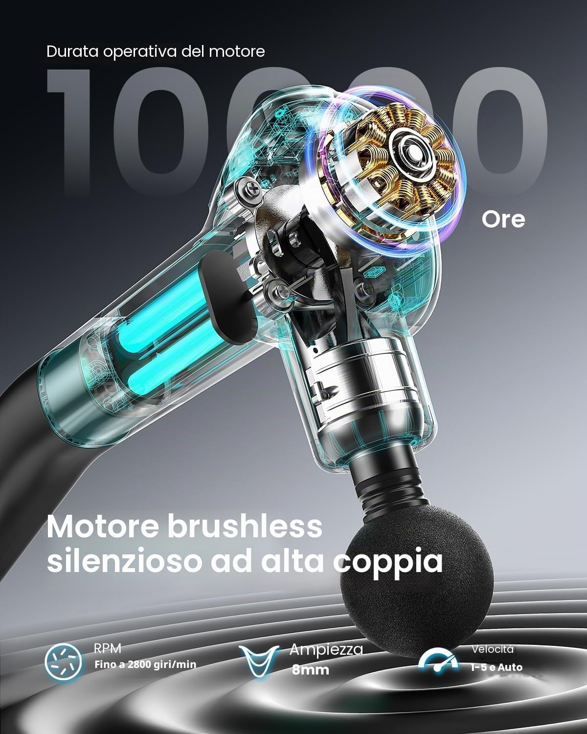 Detalle 2 de RENPHO Reach pistola massaggio 5 velocità 🏋