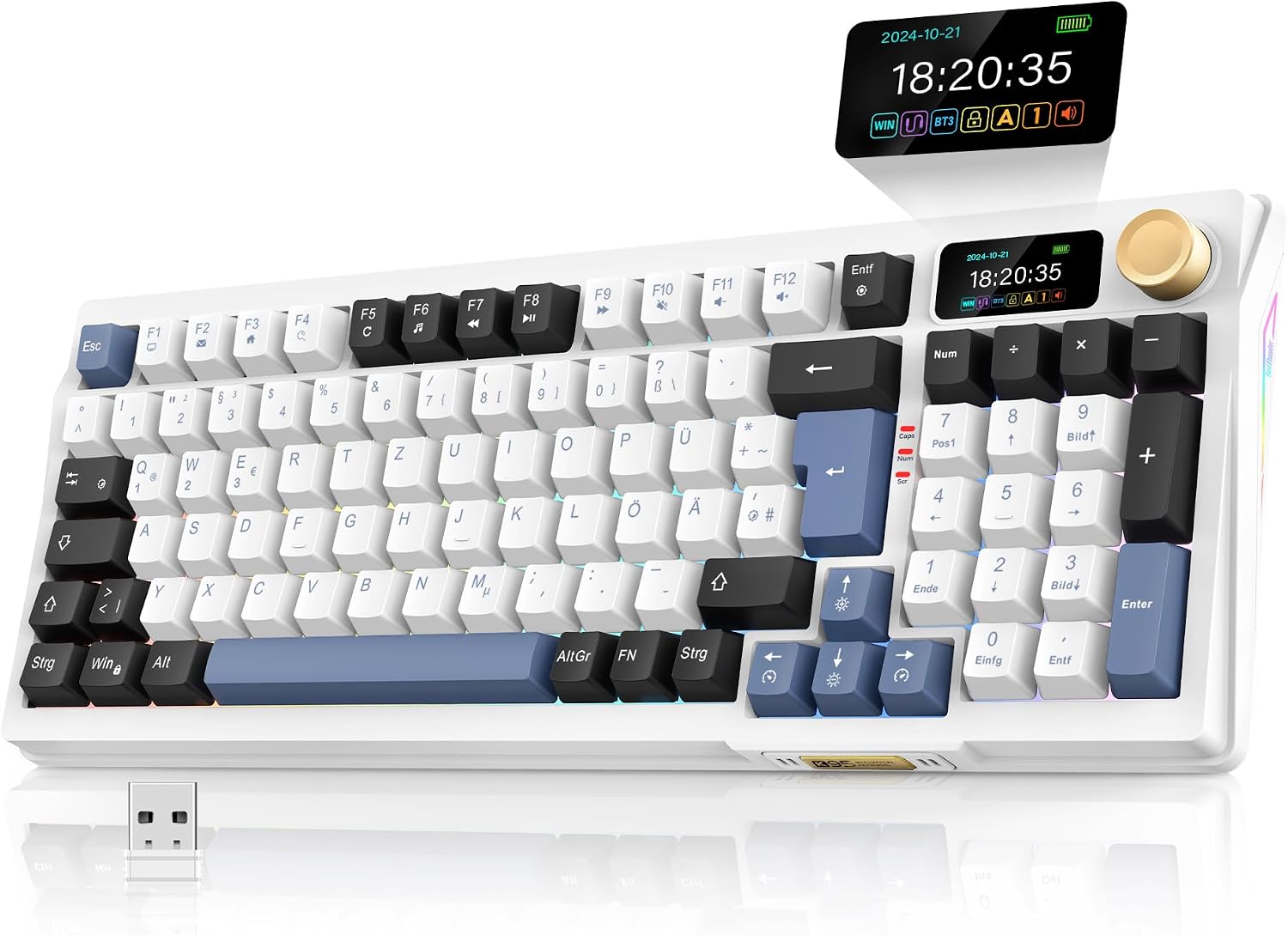 Detalle de RedThunder K95 kabellose Gaming Tastatur mit 96 Tasten