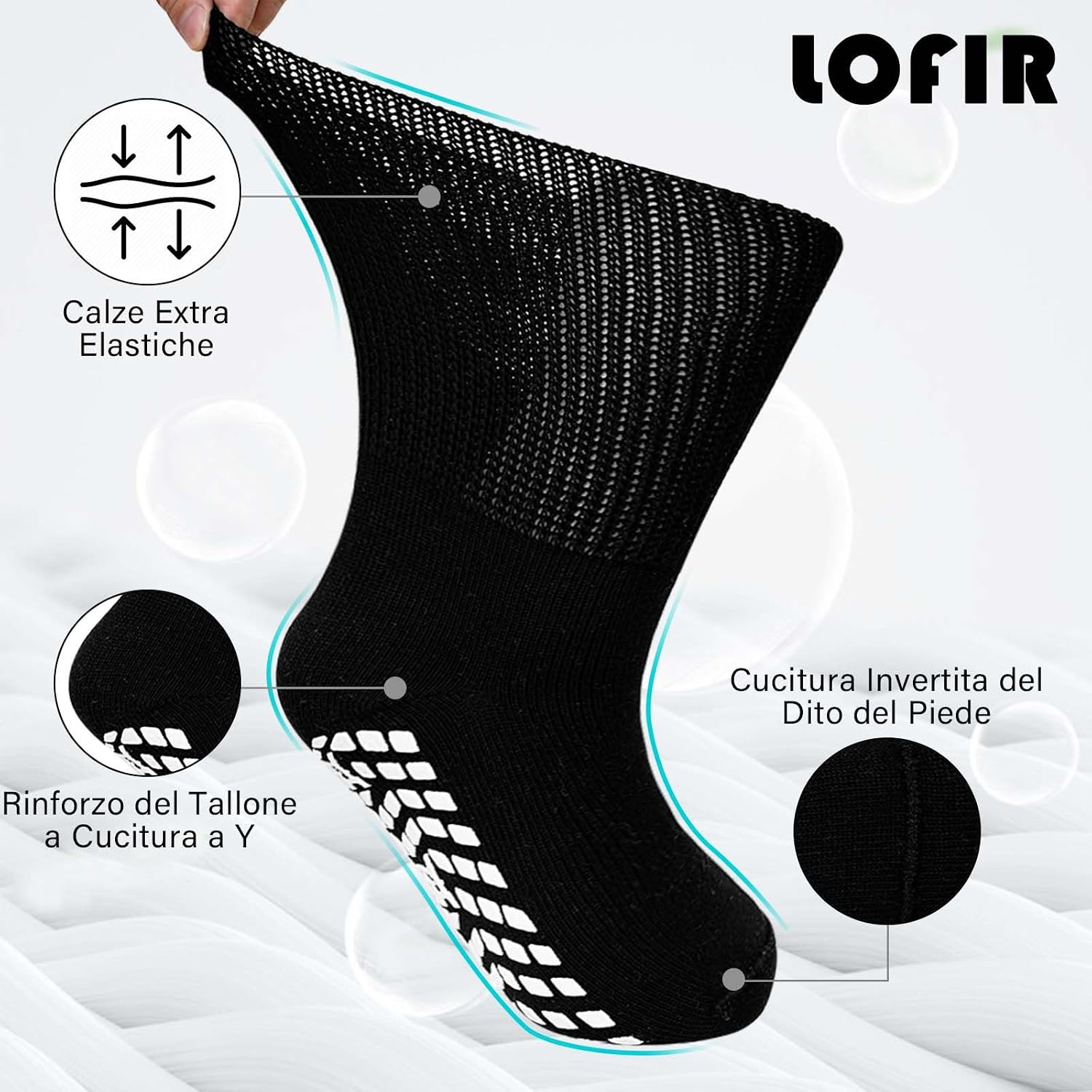 Thumbnail 4 de LOFIR Calze uomo cotone senza elastico per diabetici extra larghe 39–46 (3 paia) con antiscivolo