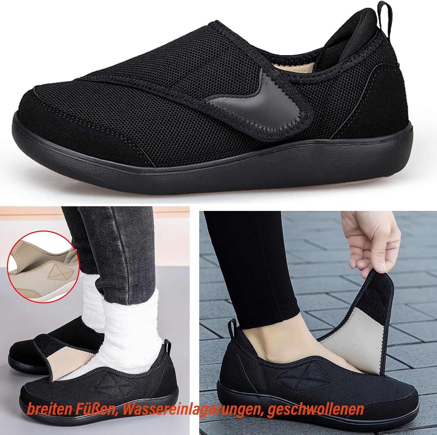 Detalle de Gaatpot Diabetic Shoes: Extra Wide, Slip-On Orthopedic Trainers for Swollen Feet (UK 3.5–11)