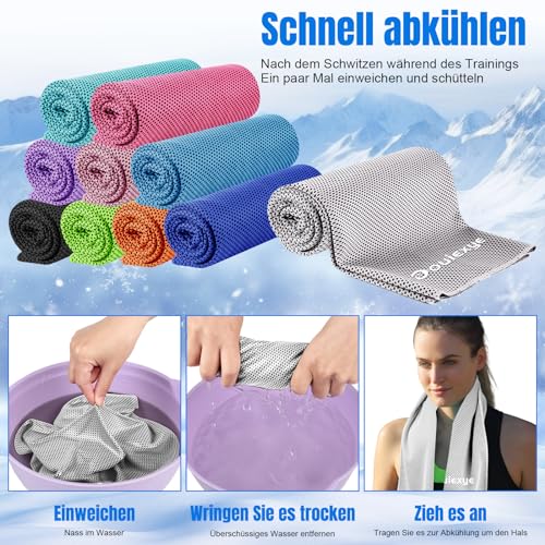 Detalle de Bouiexye Kühlendes Handtuch 100 × 30 cm – 10 Farben, Mikrofaser, sofortige Kühlung