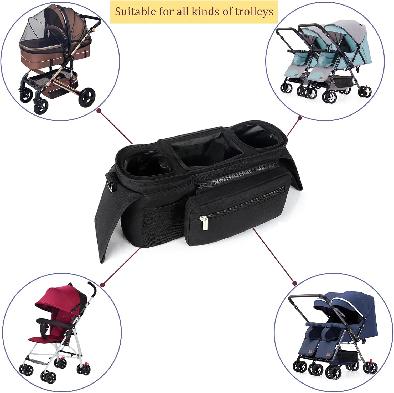 Detalle 2 de HOINCO Stroller Organizer Oxford Cloth