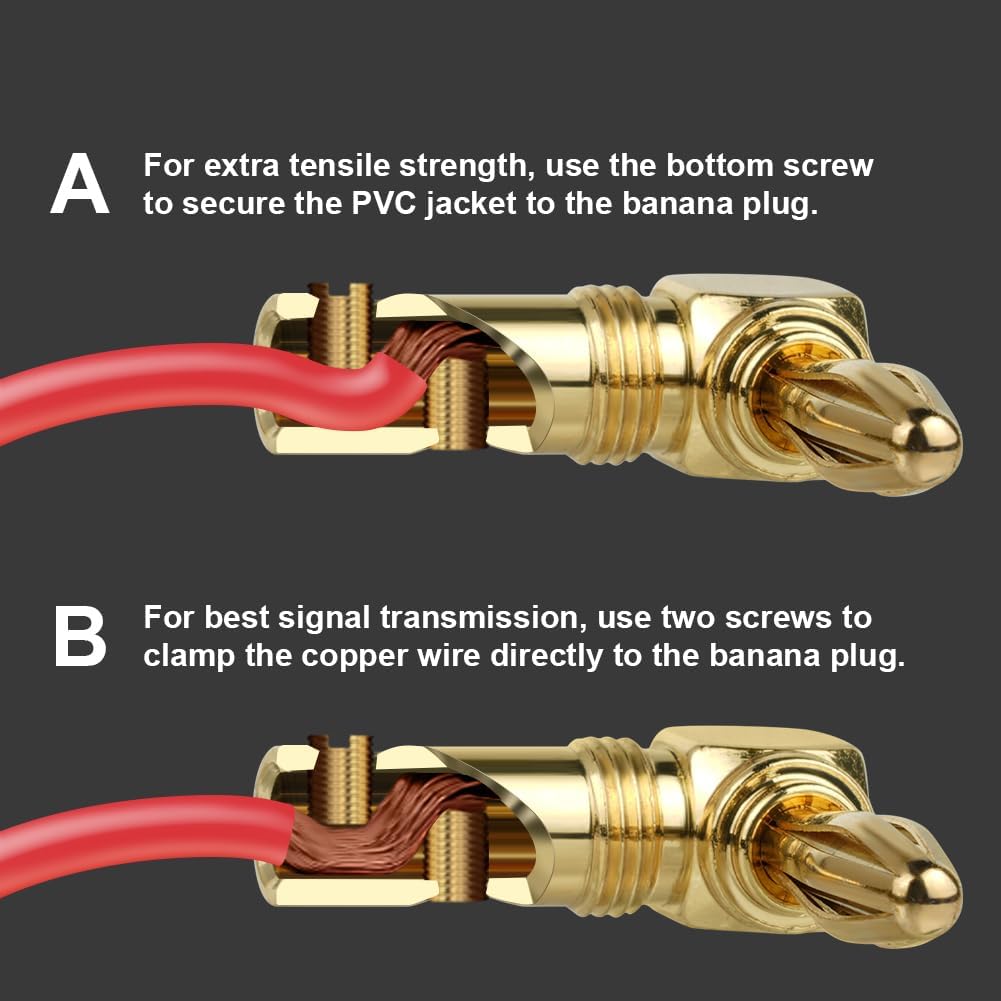 Thumbnail 2 de Aolso 4 Pcs 90 Degree Banana Plugs – Gold Plated 4.5mm Speaker Connectors