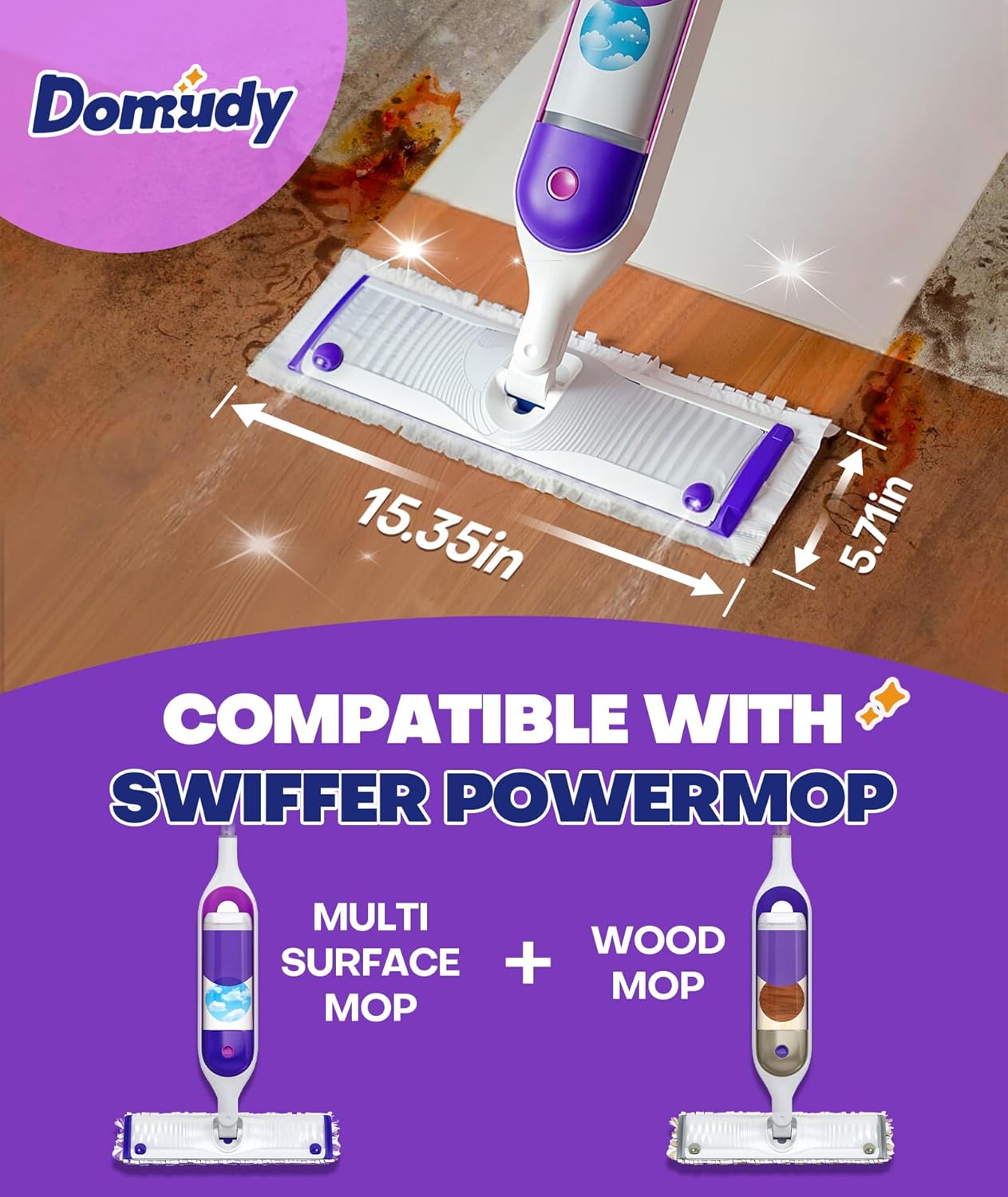 Detalle de 5X Cleaning Power Mop Refills for Swiffer Power Mop – 30 Count Disposable Pads for Multi-Surface Cleaning