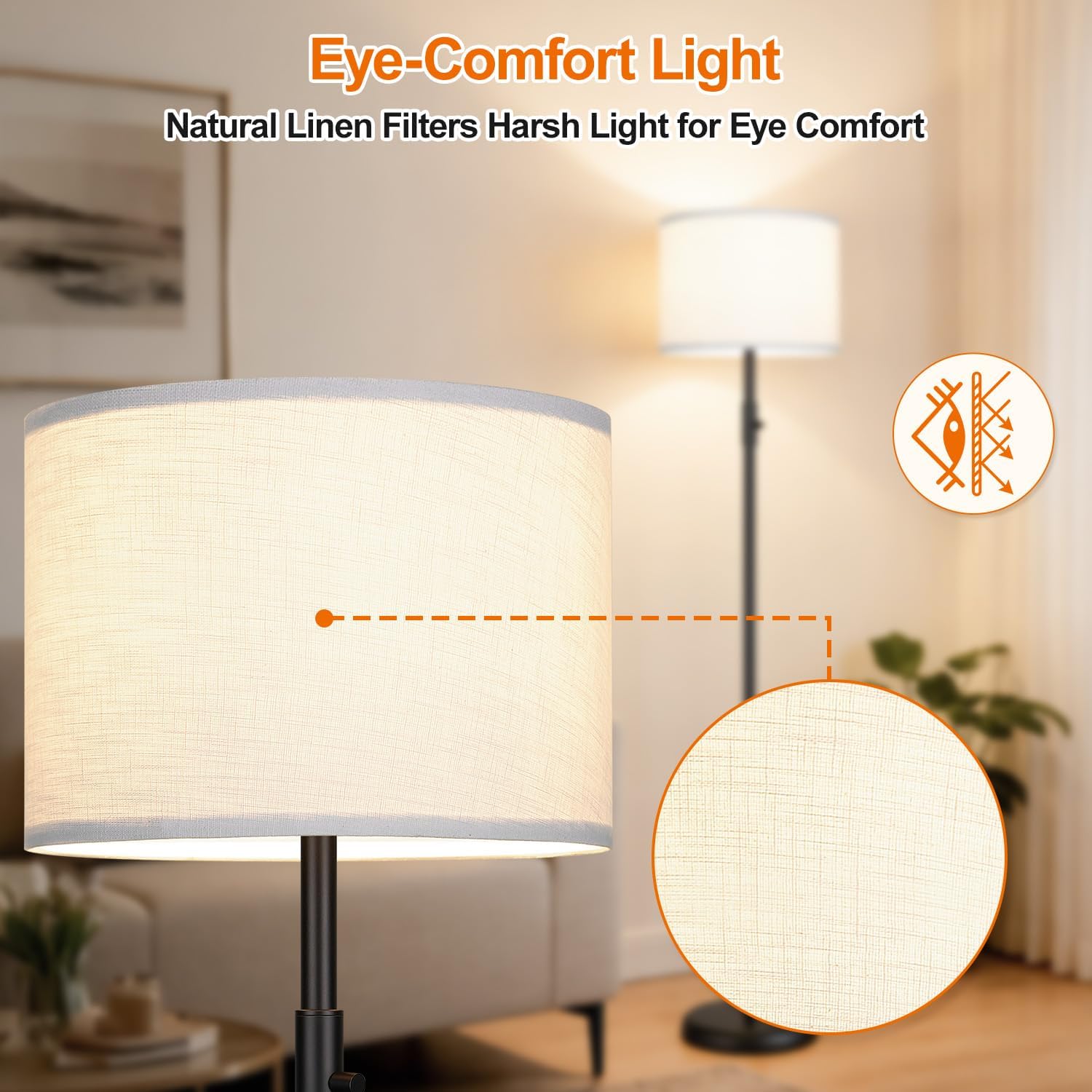Thumbnail 4 de Dimmable Floor Lamp with White Shade