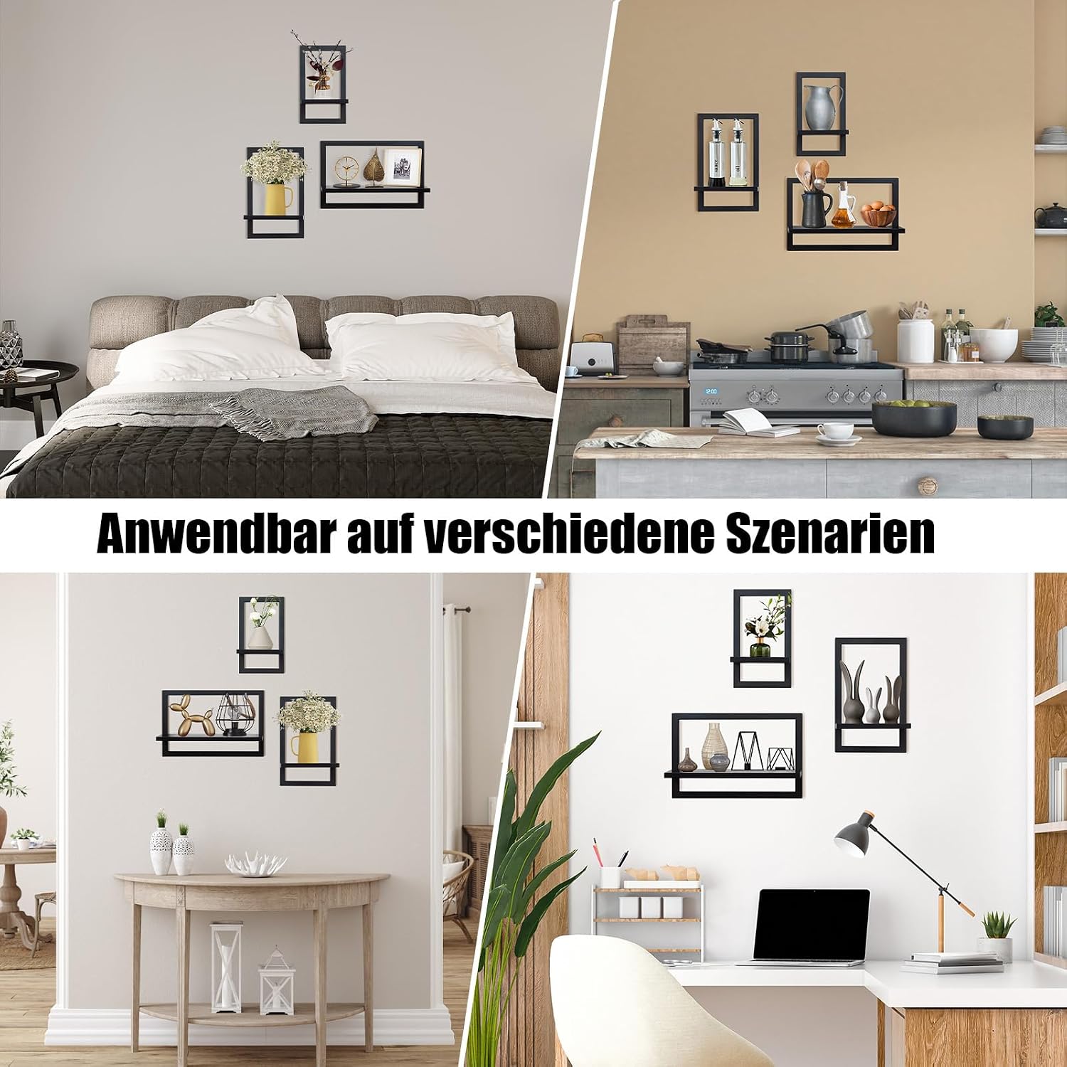 Thumbnail 4 de hi-home Set mit 3 Wandregalen Schwarz